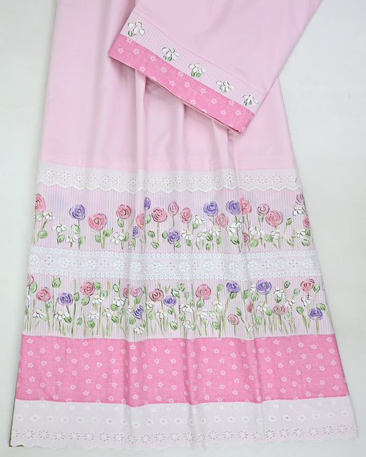 Baby Pink Rida With Smart Panel Floral Hand Painting & Smart Lacing