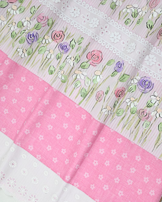 Baby Pink Rida With Smart Panel Floral Hand Painting & Smart Lacing