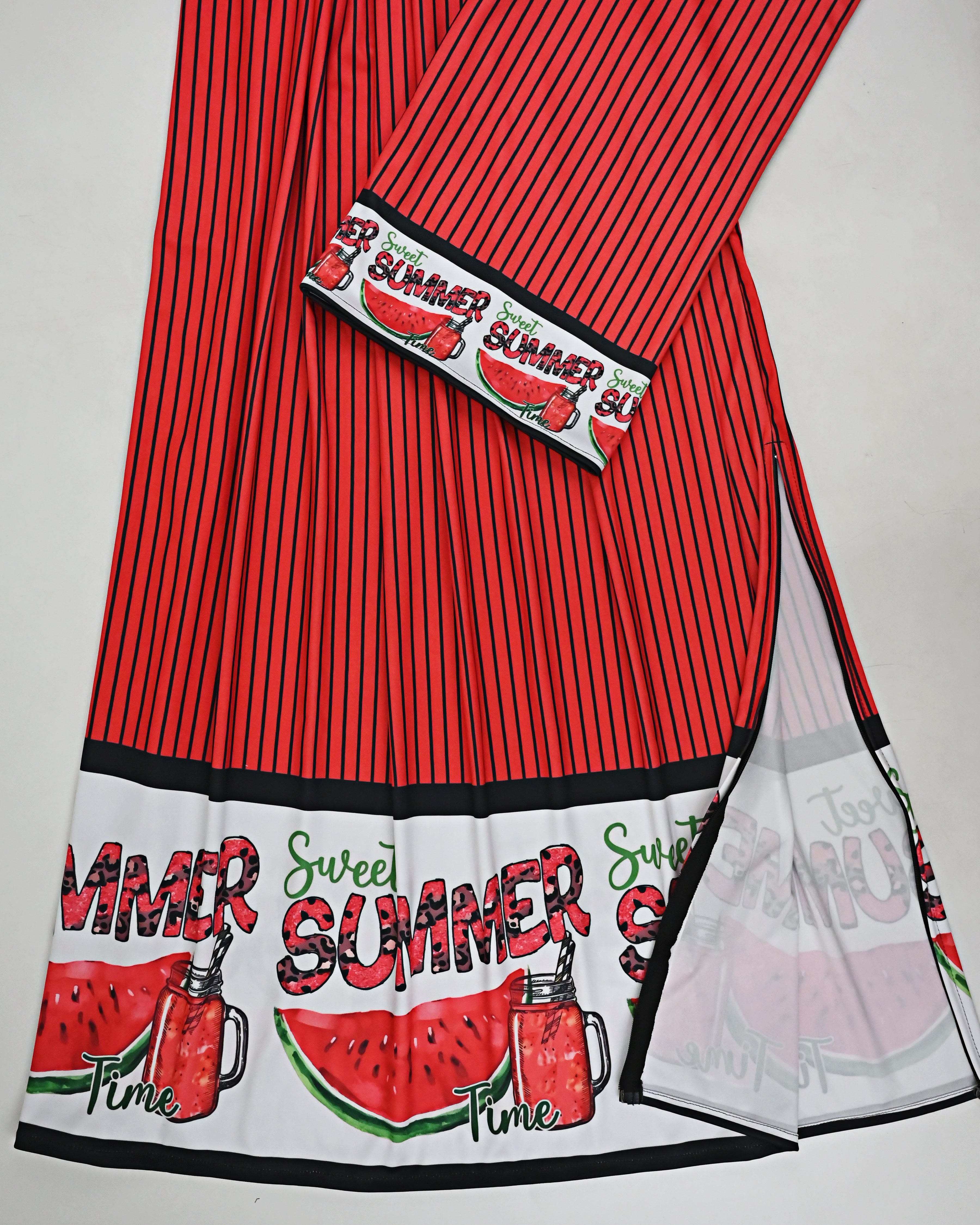 Red Base Black Lining Swim Wear Rida With Watermelon & Sweet Summer Time Printed-