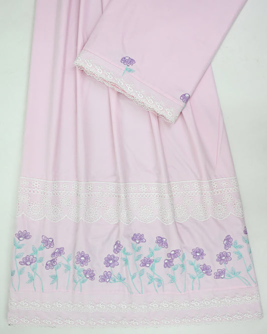 Misty Rose Rida With Smart Floral Embroidery Work & Smart Lacing