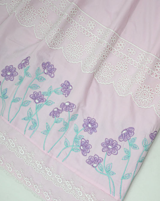 Misty Rose Rida With Smart Floral Embroidery Work & Smart Lacing