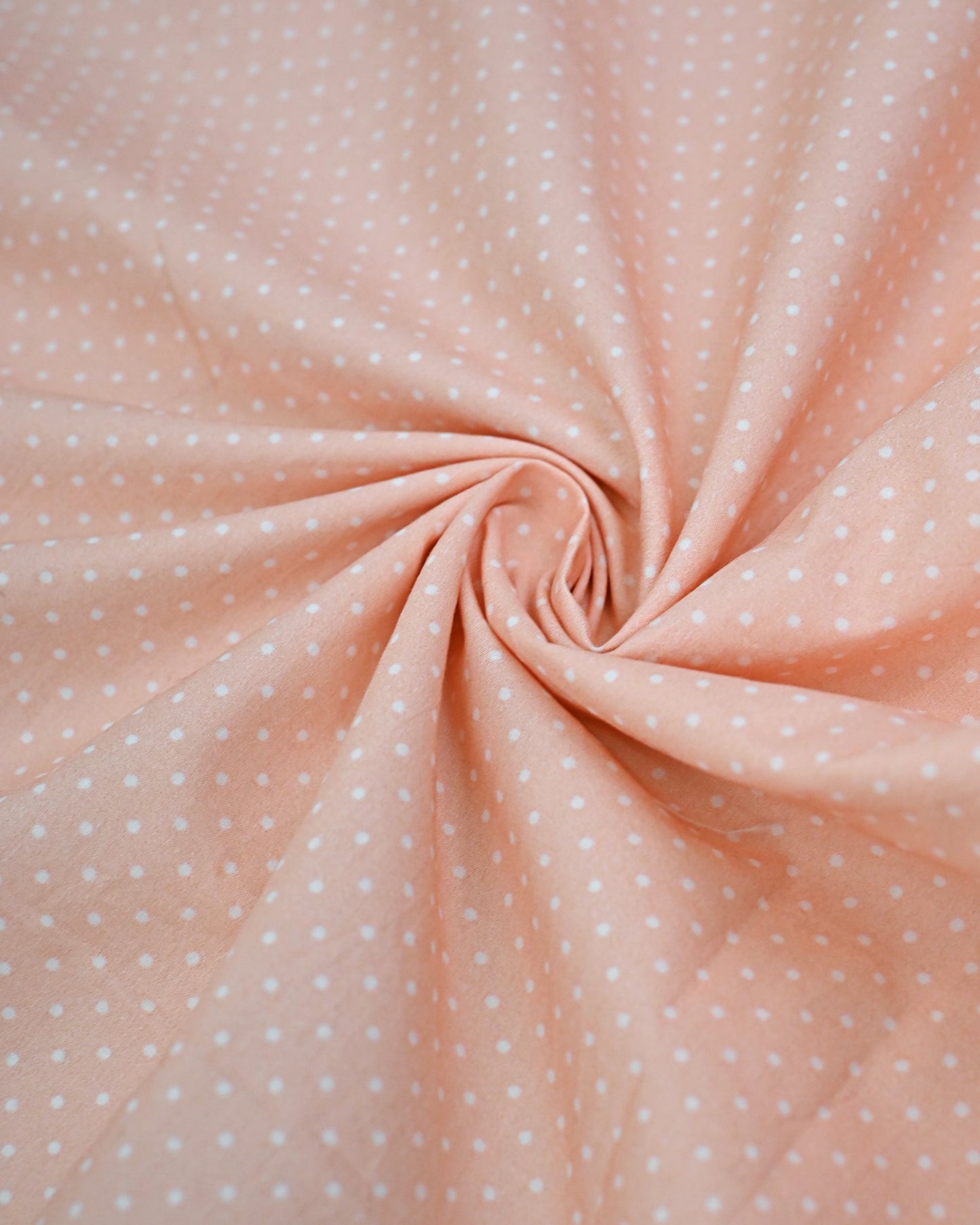 Light Peach White Polka Dots Rida With Smart Lace & Beautiful Design Panel Floral Work