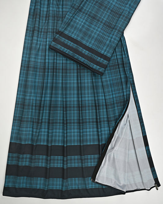 Peacock Blue Cheks Swim Rida With Black Patta
