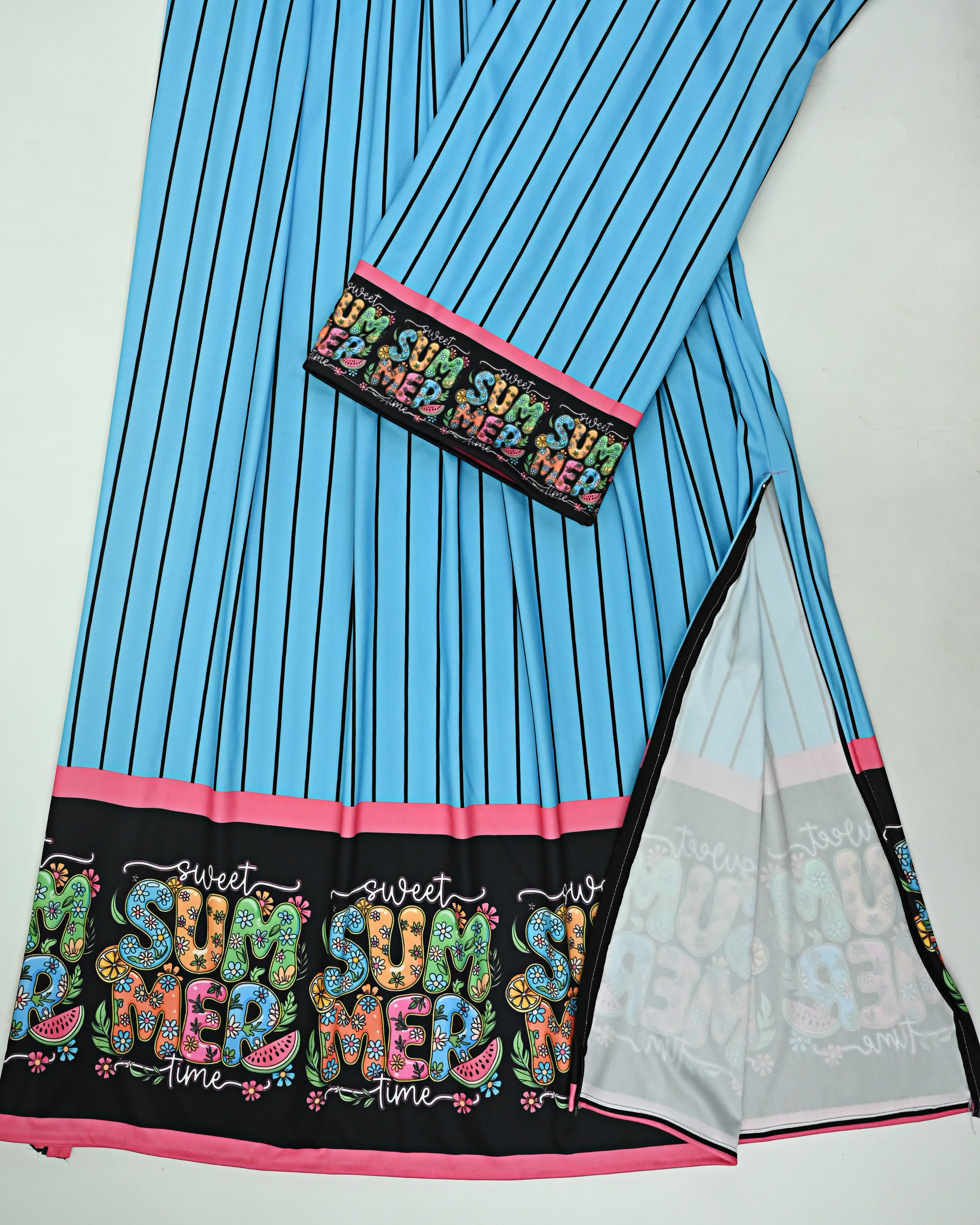 Sky Blue Base Black Lining Swim Wear Rida With Printed On Black Base Sweet Summer Time