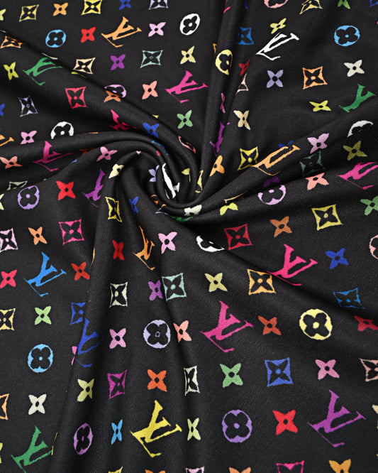 Black Base Multi Color Print Swim Wear With TriColor Patti & VL Logo