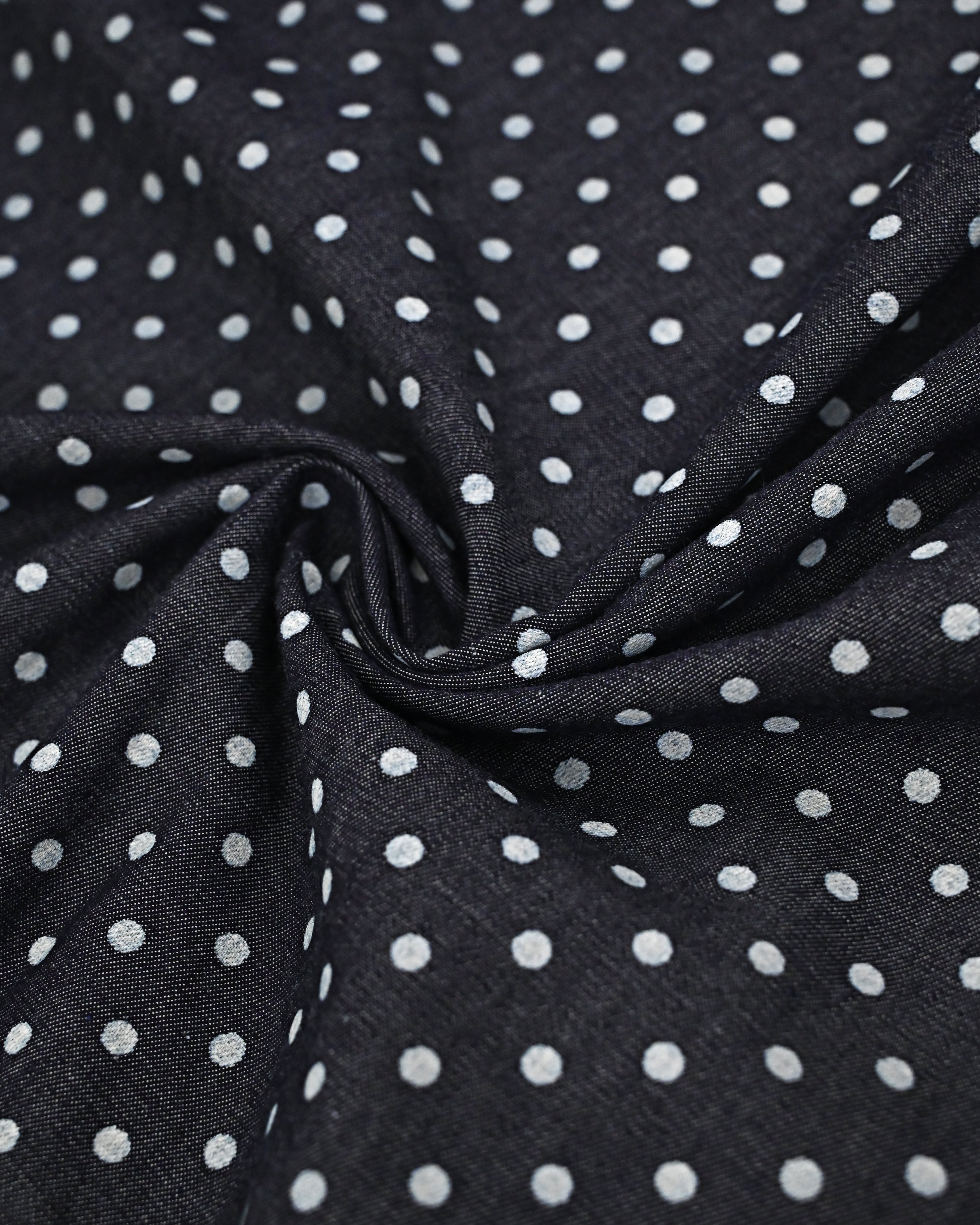 Denim Blue Base White Polka Dots Rida With Smart Lace & Panel
