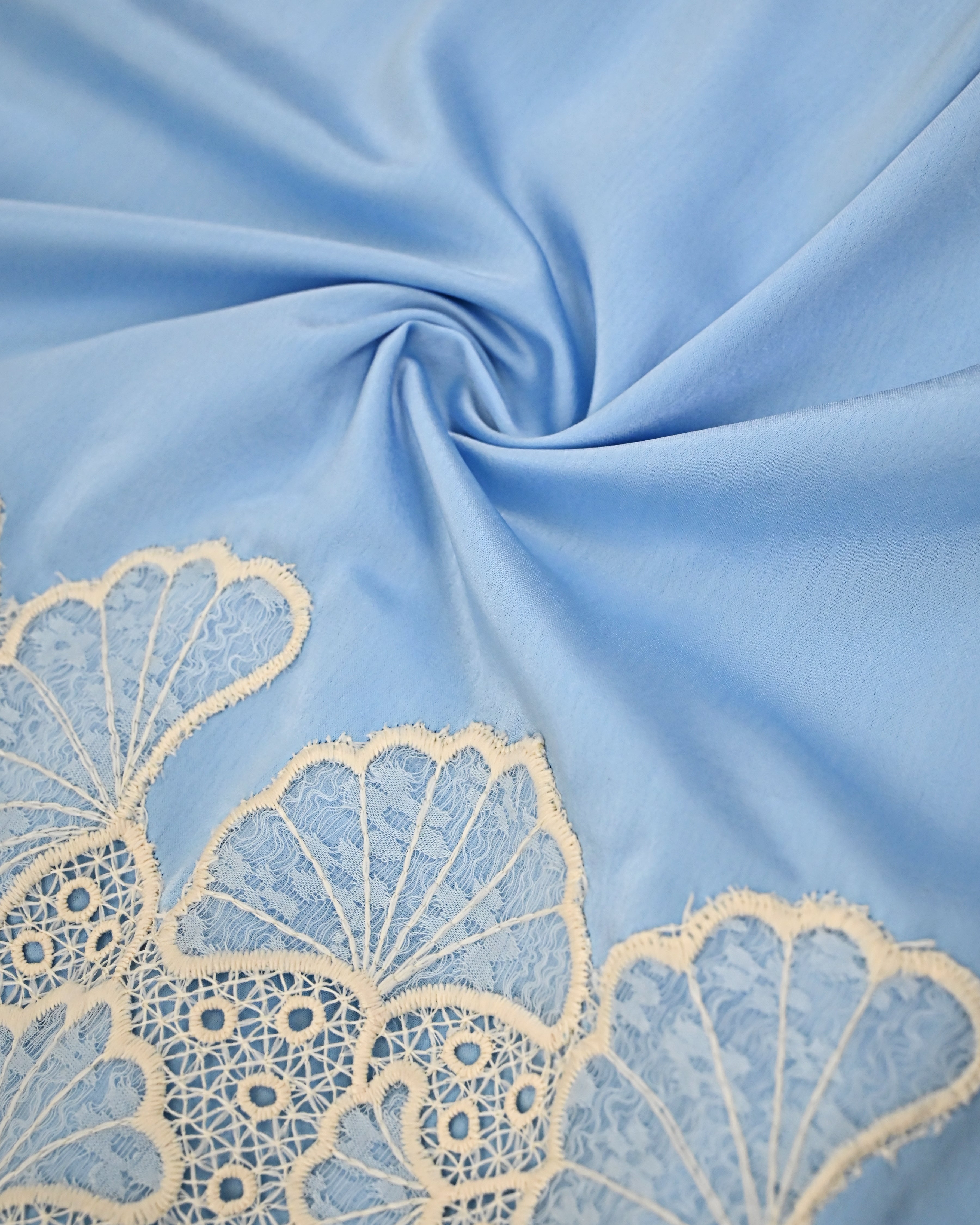 Powder Blue Rida With Full Floral Lace Peice & Smart Sequence Lace