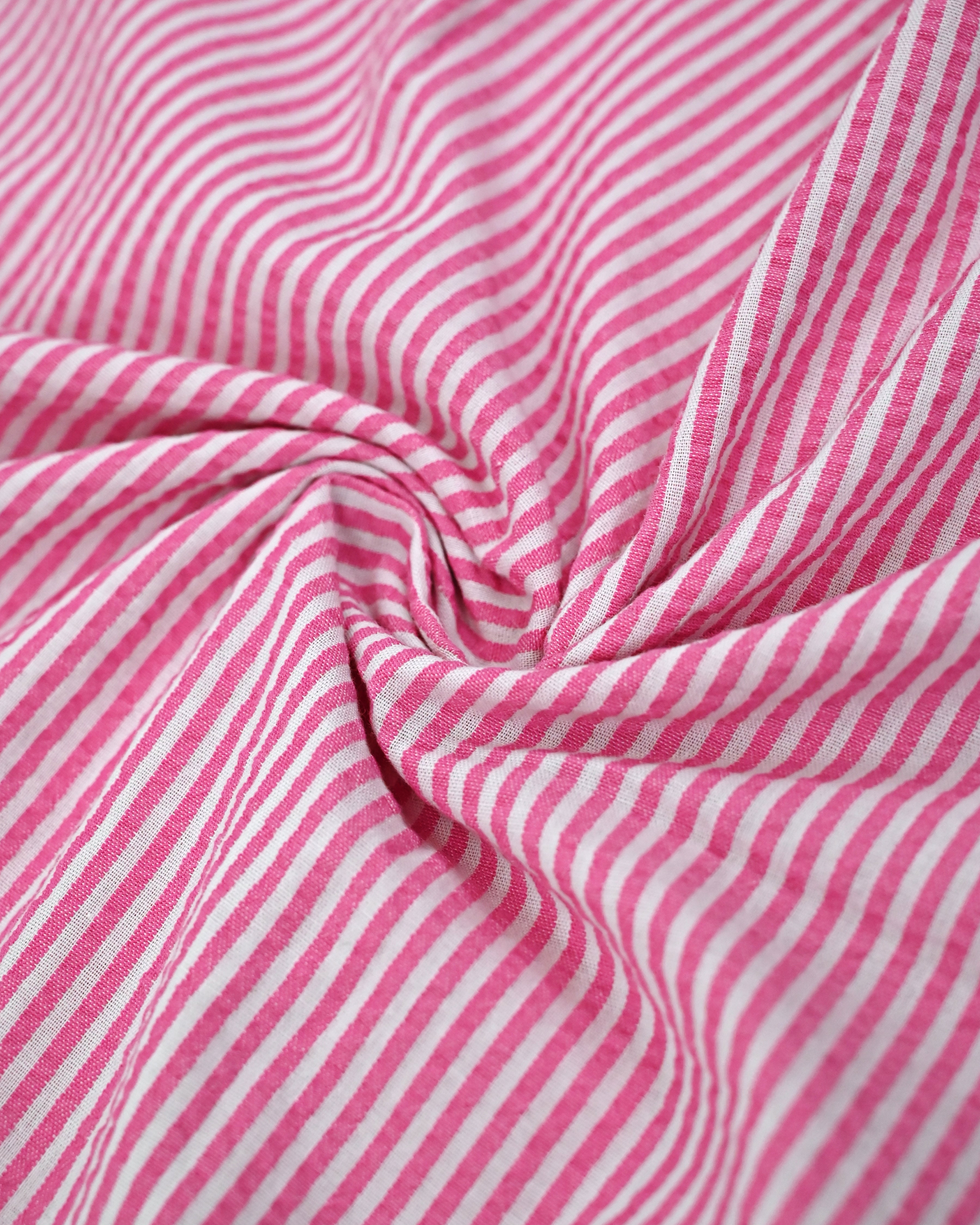 Candy Pink White Stripes Popcorn Rida With Floral Rose Panel & Smart Lace