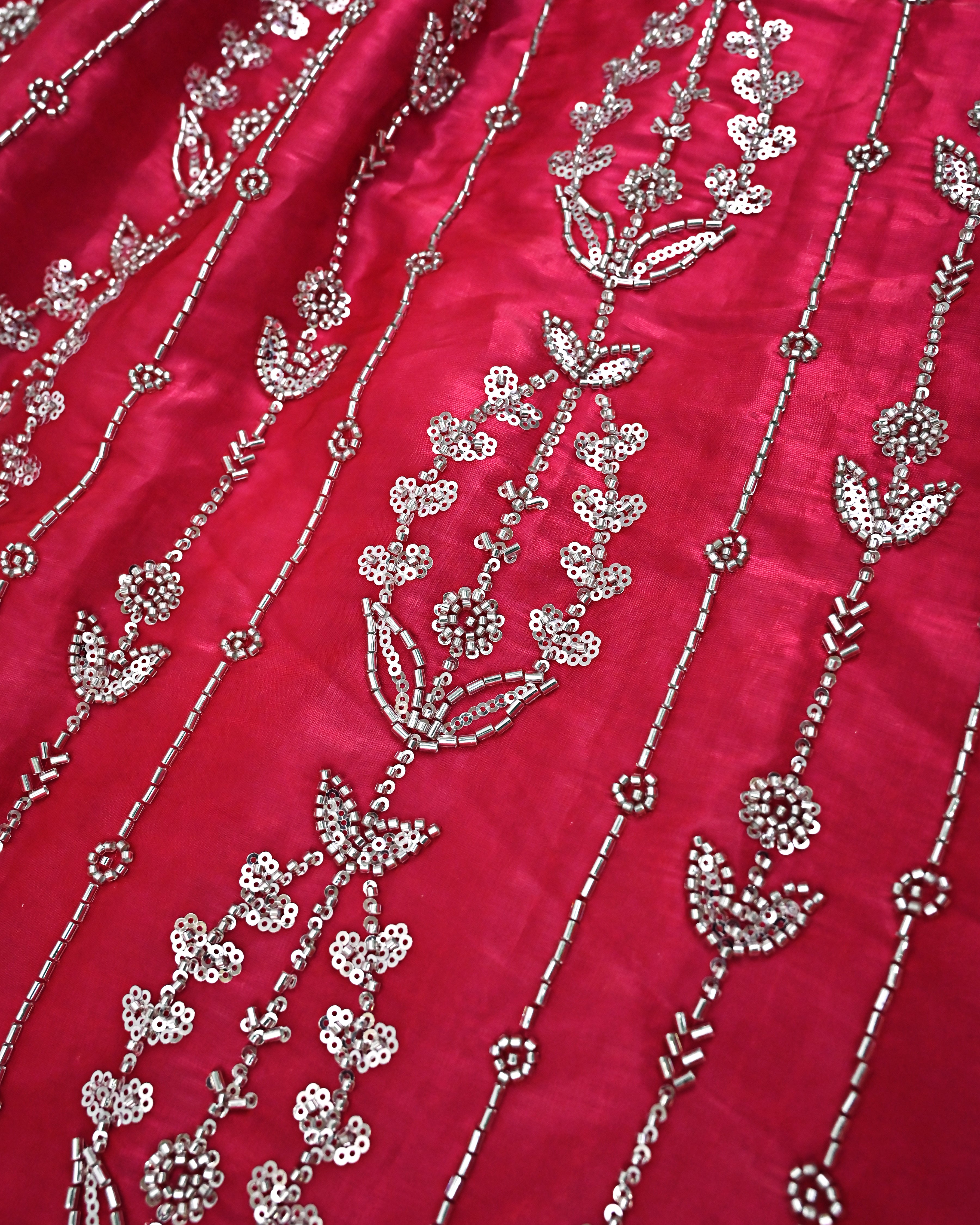 Rani Pink Rida With Full Heavy Floral Work & Floral Laces