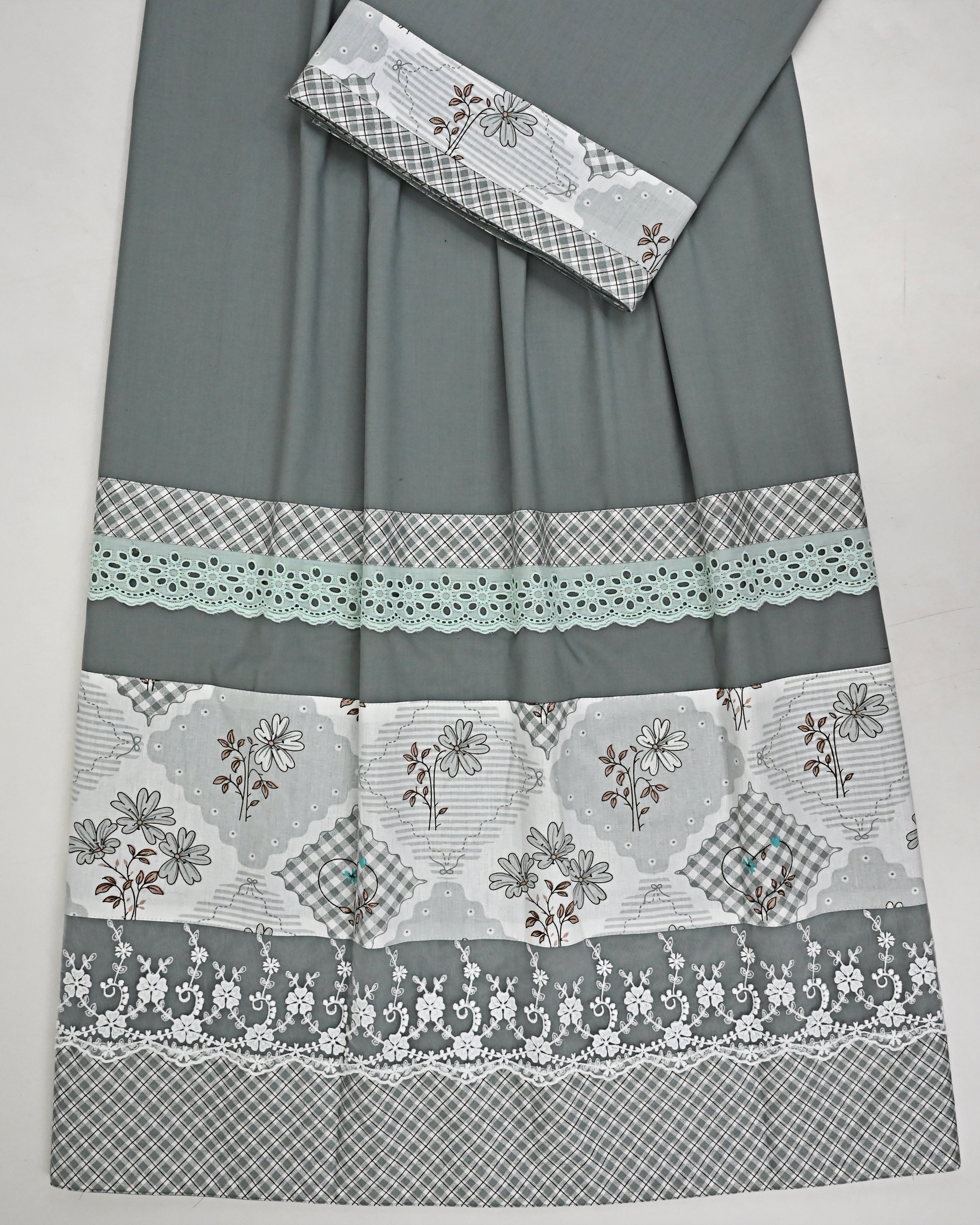Slate Grey Rida Smart Cheks Floral Print Panel & Smart Lacing