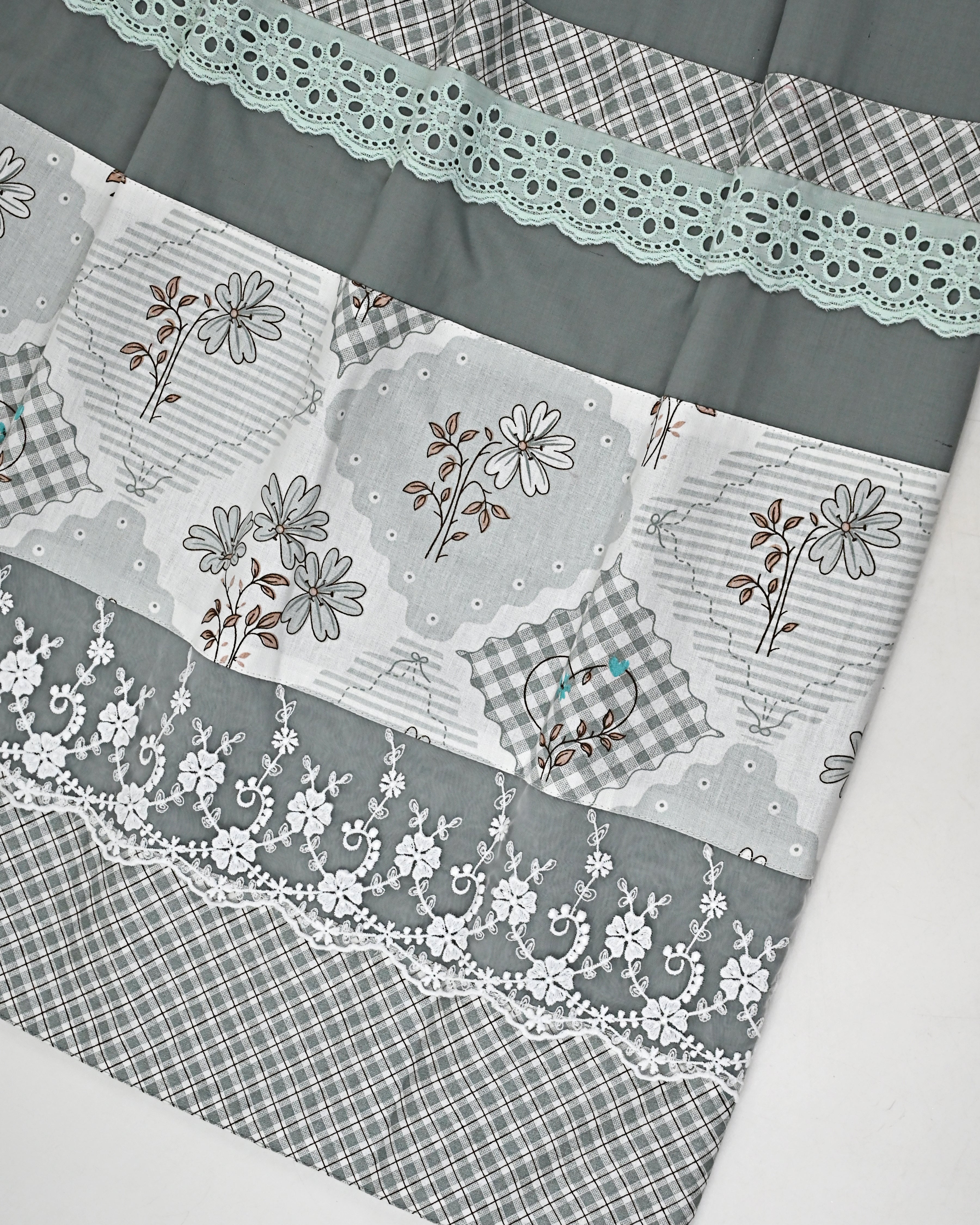 Slate Grey Rida Smart Cheks Floral Print Panel & Smart Lacing