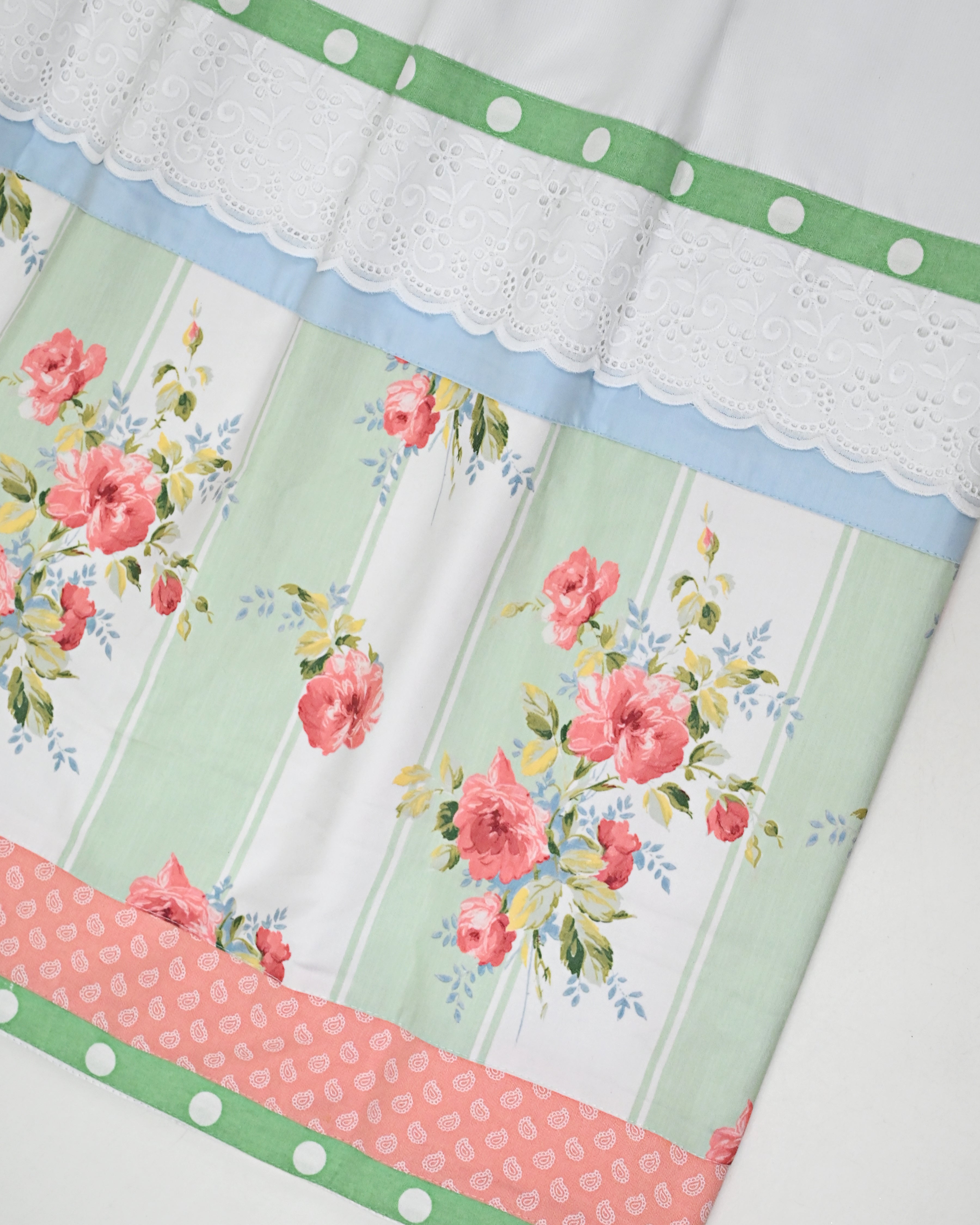 Milky White Rida With Smart Floral Printed Panel & Smart Lace