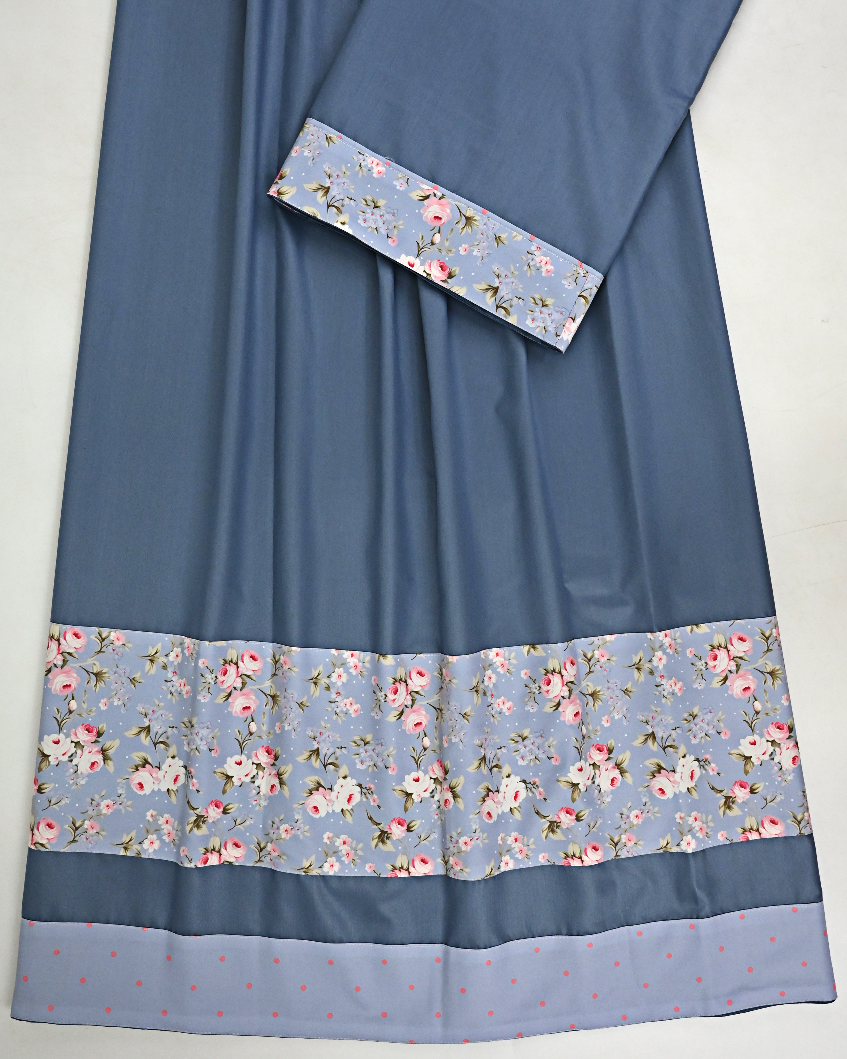 Ocean Grey Ohbat Rida With Smart Floral  & Dots Panel