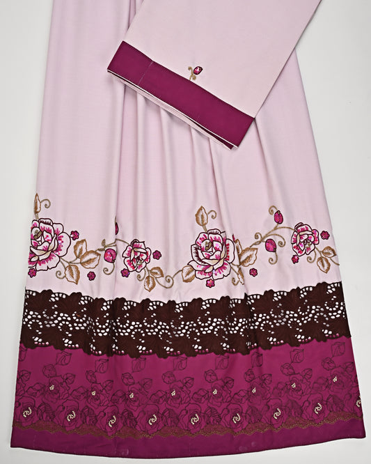 Light Pink Rida With Smart Lace & Floral Aari Work-4250/-