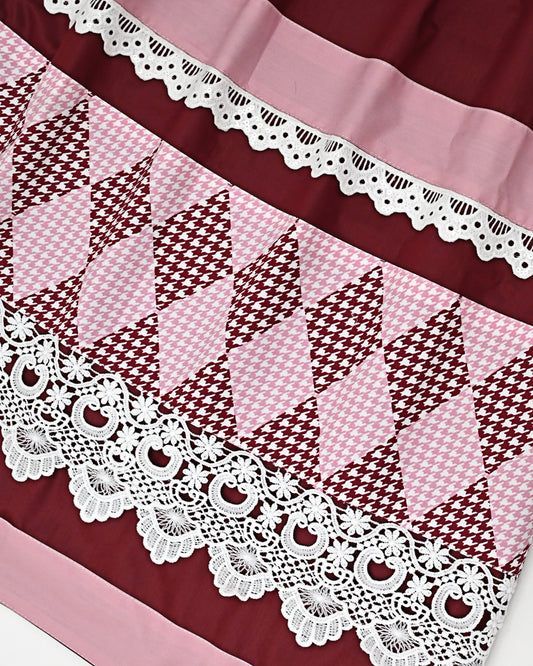 Maroon Rida With Smart Design Panel & Smart White Lace