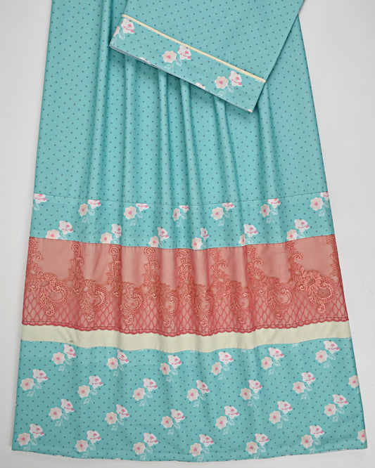 Mint Green Rida With Smart Floral Panel & Smart Floral Lace