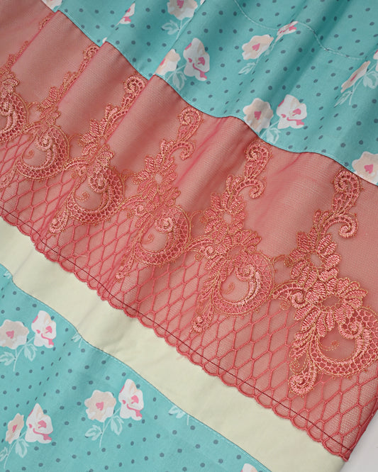 Mint Green Rida With Smart Floral Panel & Smart Floral Lace