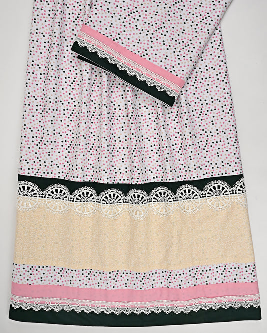 Multi Dots Print Rida With Self Printed Panel & Smart Lace