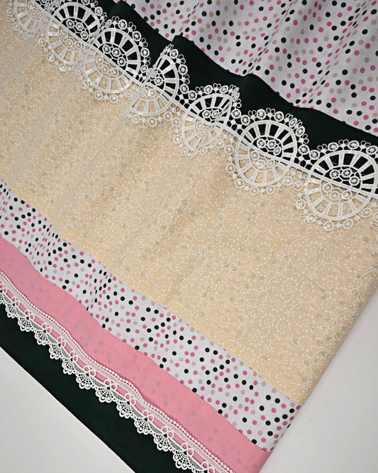 Multi Dots Print Rida With Self Printed Panel & Smart Lace
