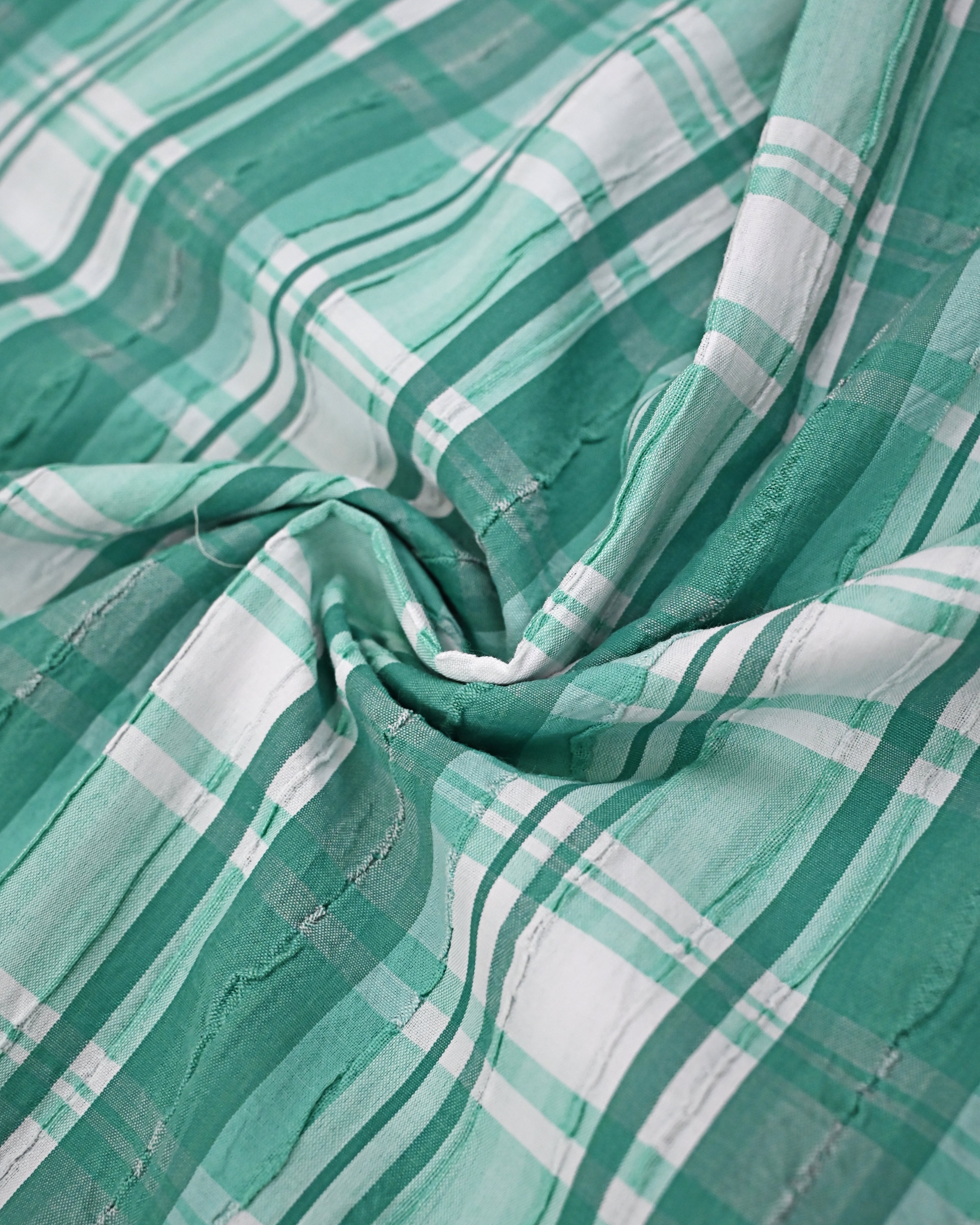 Surf Green Mint Green White Checks Rida With Smart Lace & Hakoba Panel