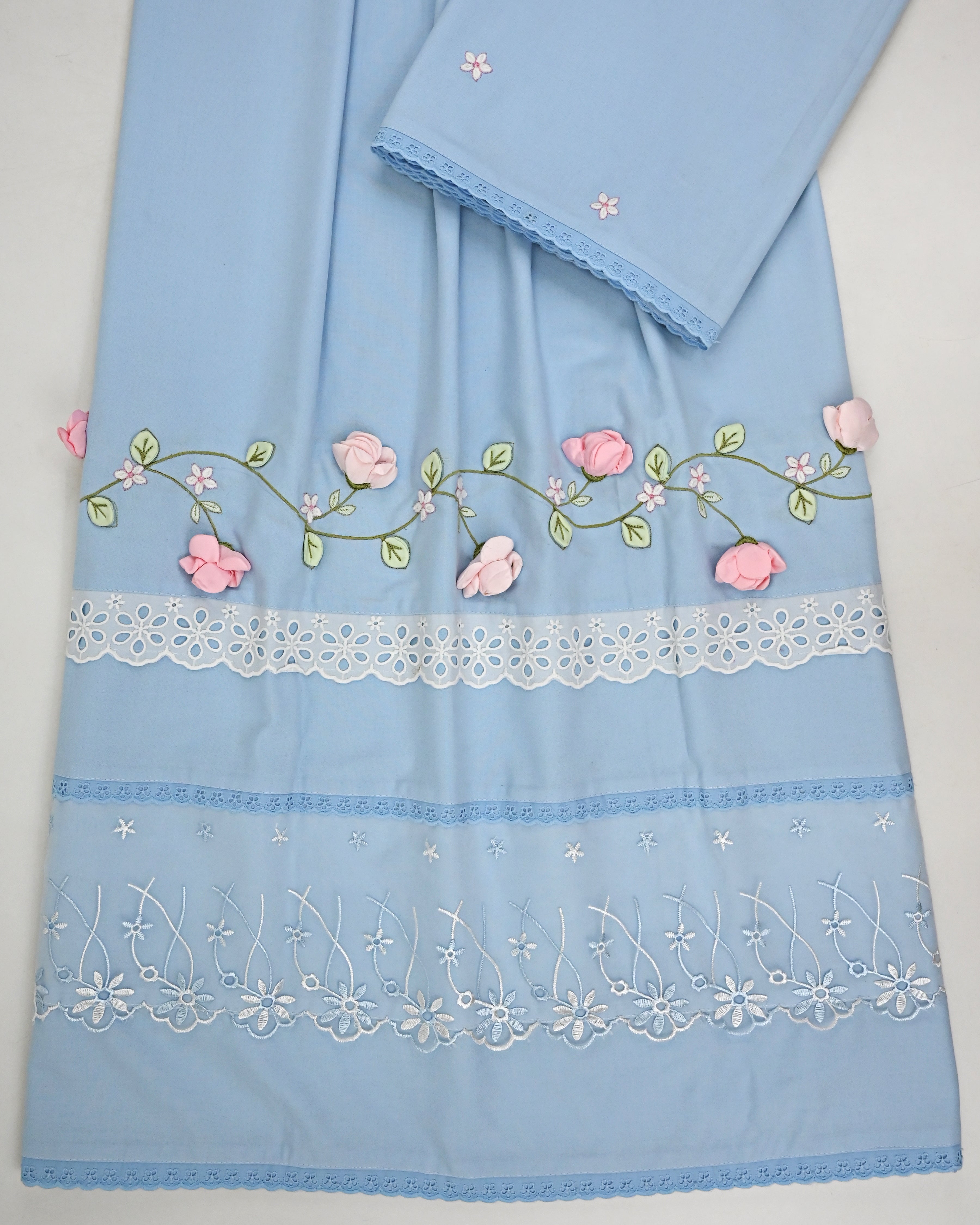 Light Blue Rida With Smart Lacing & Smart 3D Floral Work & Embroidery