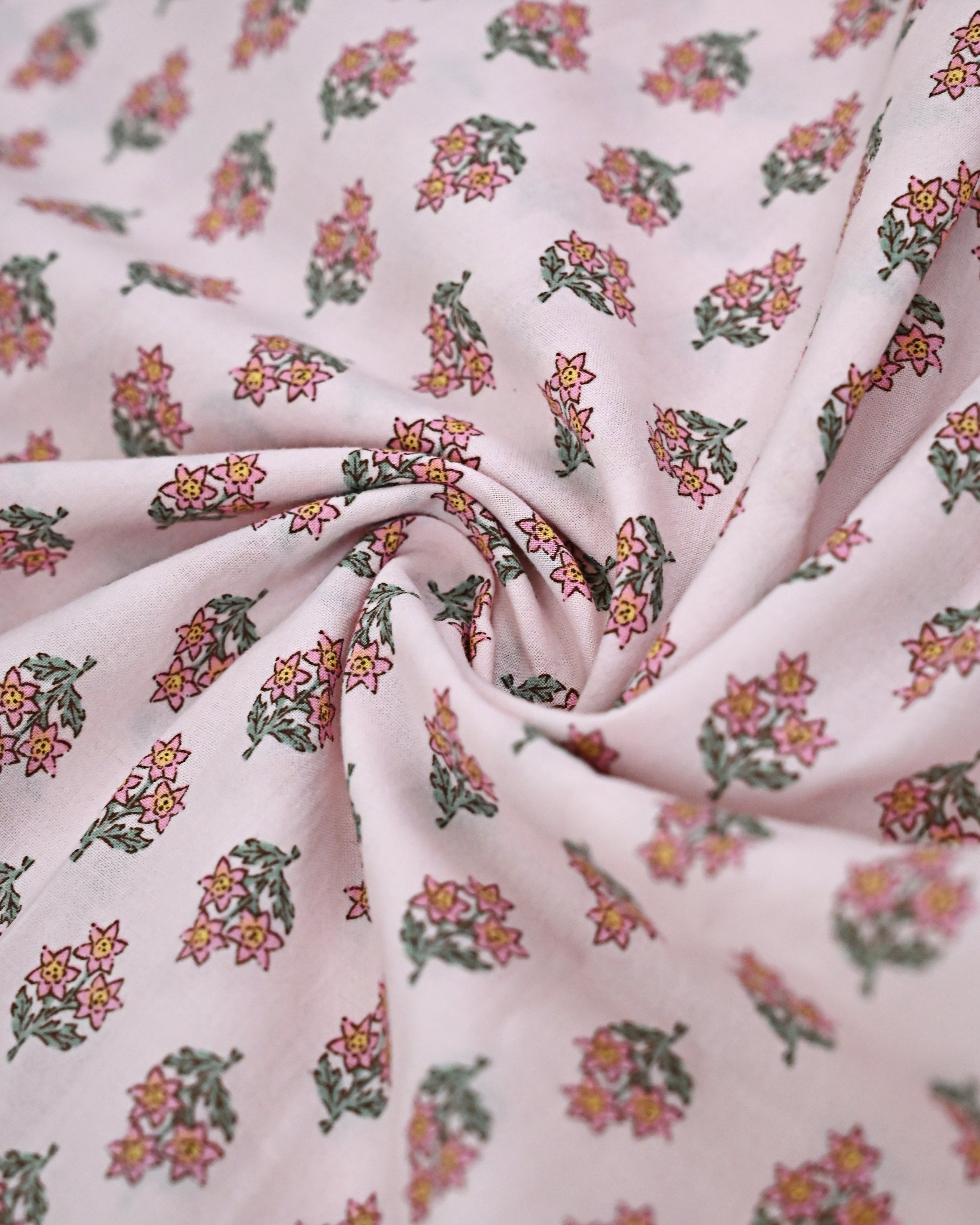 Pastel Pink Floral Print Rida With Smart Sequence Hakoba & Floral Lacing