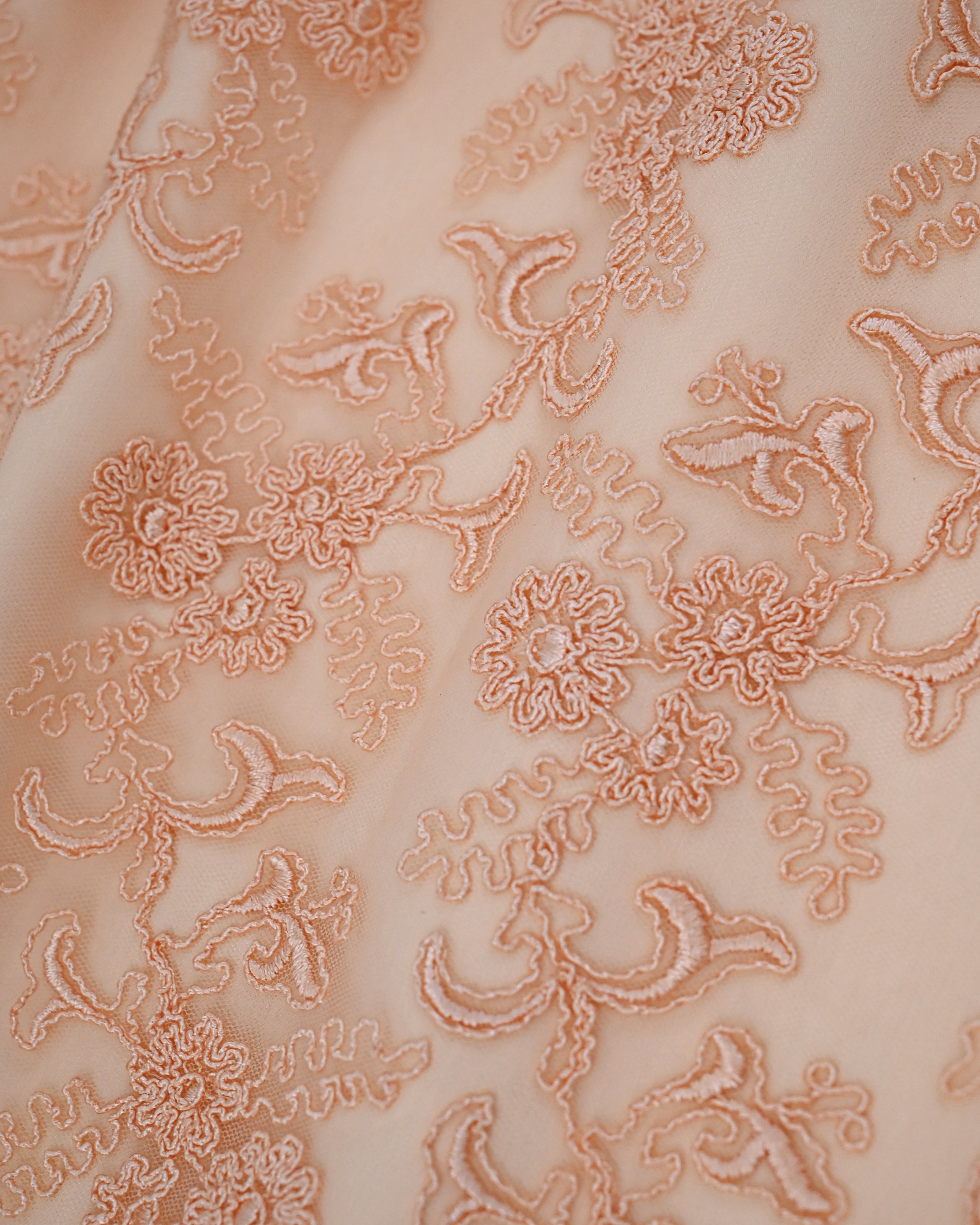 Peach Rida With Full Heavy Net Pc Smart Lacing & Plain Peach Pardi