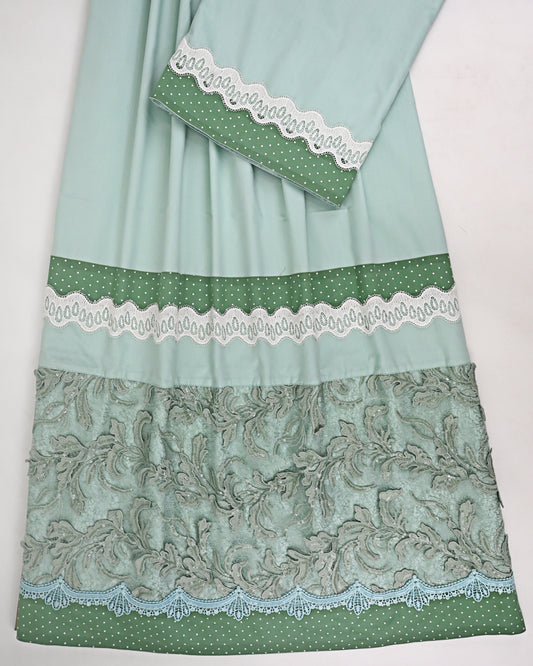 Aquamarine Rida With Smart Floral Lace Peice & Smart Panel
