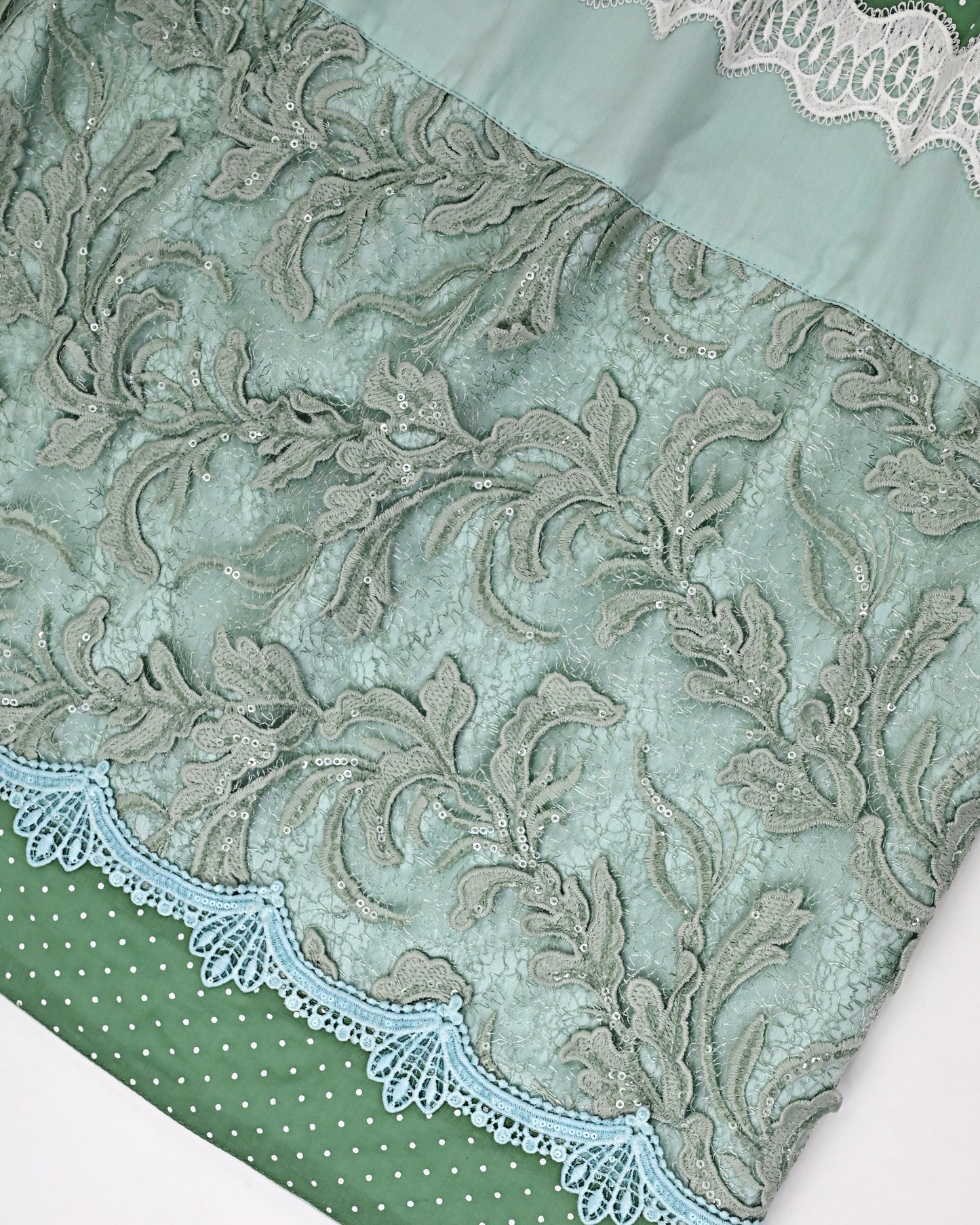 Aquamarine Rida With Smart Floral Lace Peice & Smart Panel