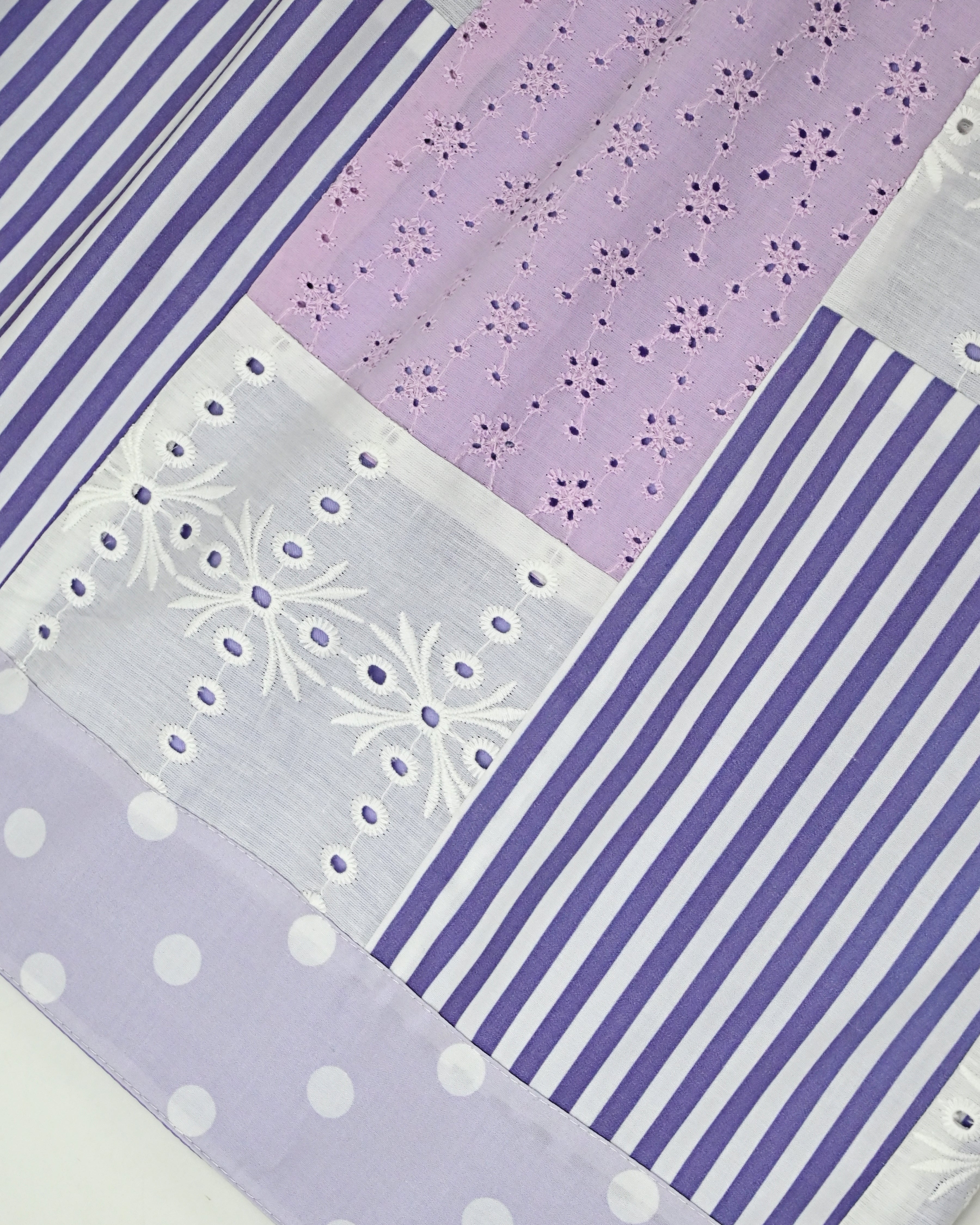 Lilac Rida With Smart Box Pattern Panel & Floral Lace