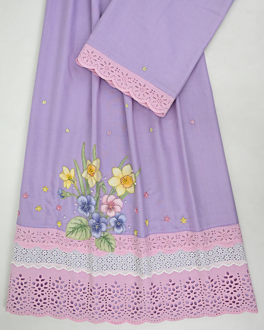 Pastle Purple Rida With Smart Lacing & Smart Multi Floral Work