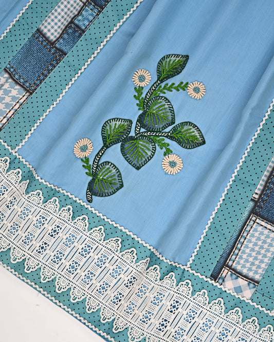 Turquiose Blue With Smart Standing Pattern & Panel
