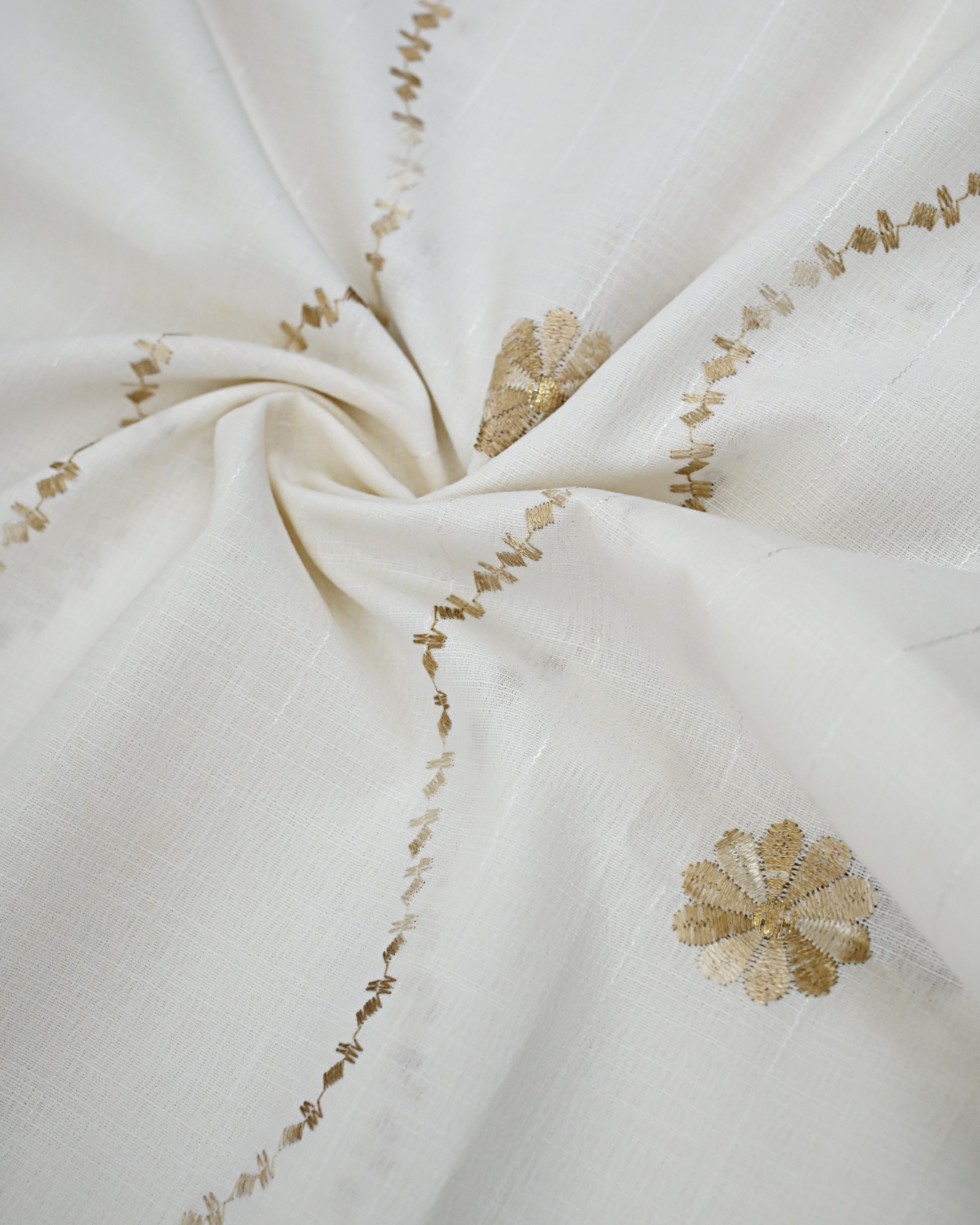 Off White Rida With Smart Floral & Smart Golden Stripes Panel & Golden Lace-2050/-