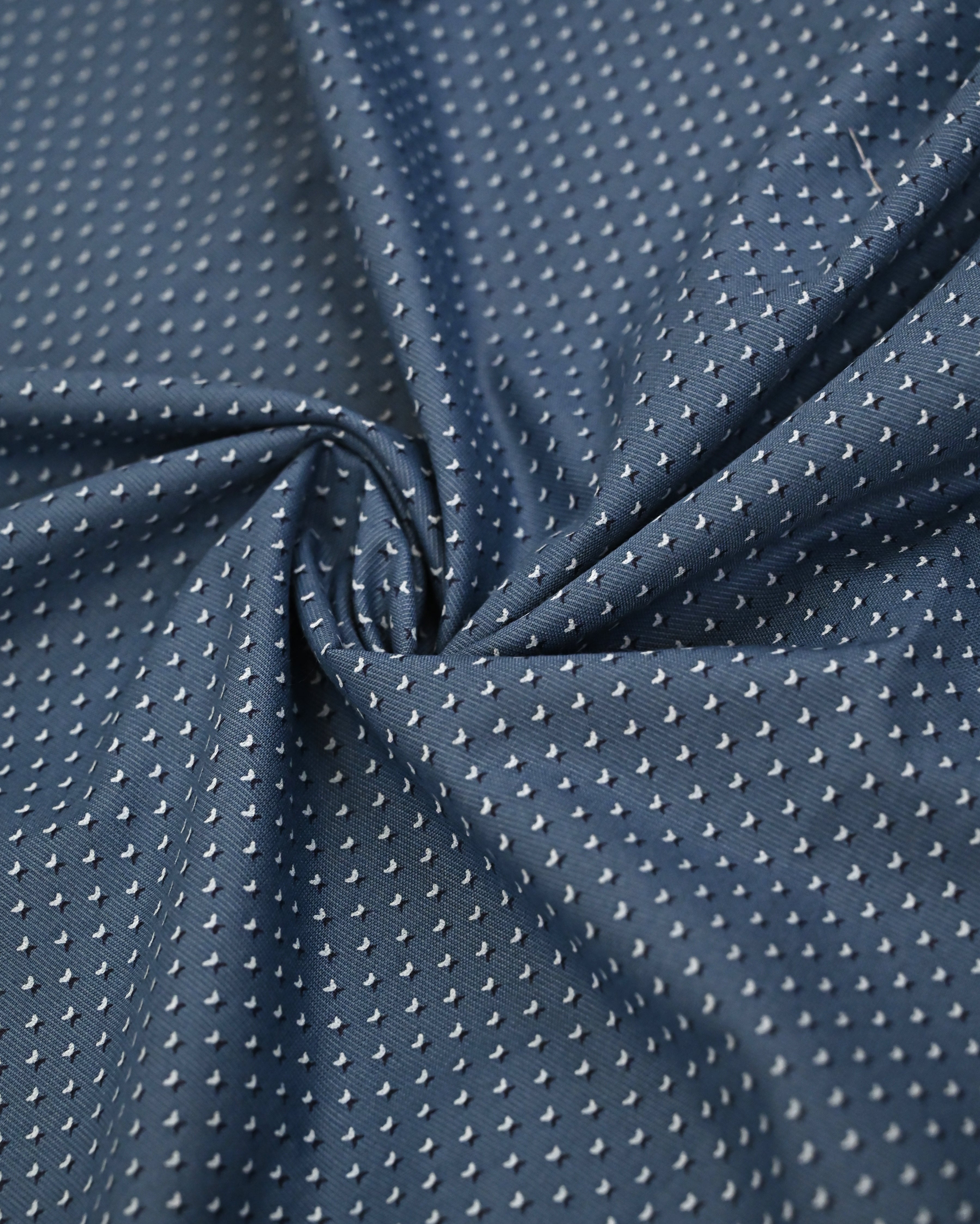 Twilight Blue Printed Rida With Smart Design Pattern Panel With Pearl Coding-2100/-