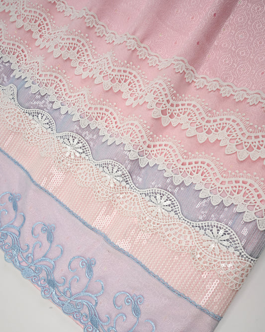 Baby Pink Rida With Smart Sequence Lace & Smart Look