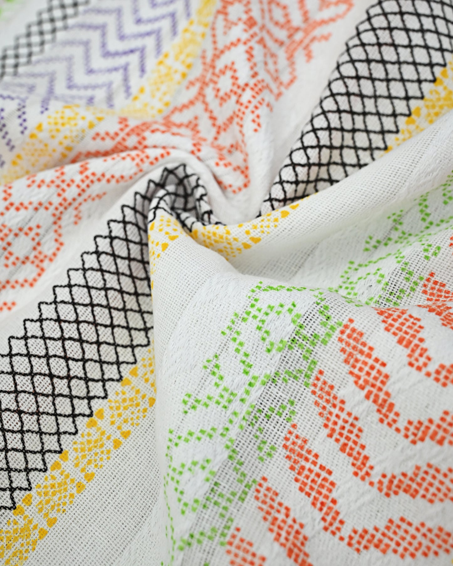 Multi Color Jodi With Green Purple Panel &  Lace/Purple Dupatta With Multi Border