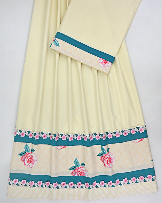 Lemon Yellow Rida With Smart Rose Print Panel & Smart Lace