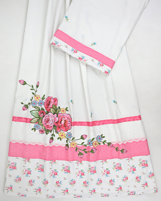 White Rida With Smart Floral Panel Smart Lace & Smart Floral Work