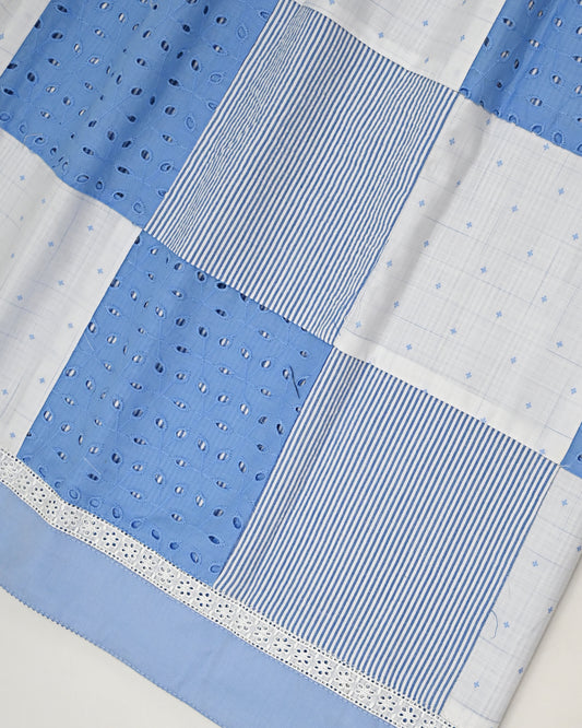 White Blue Lining Popcorn Rida With Smart Lace & Smart Box Pattern Panel