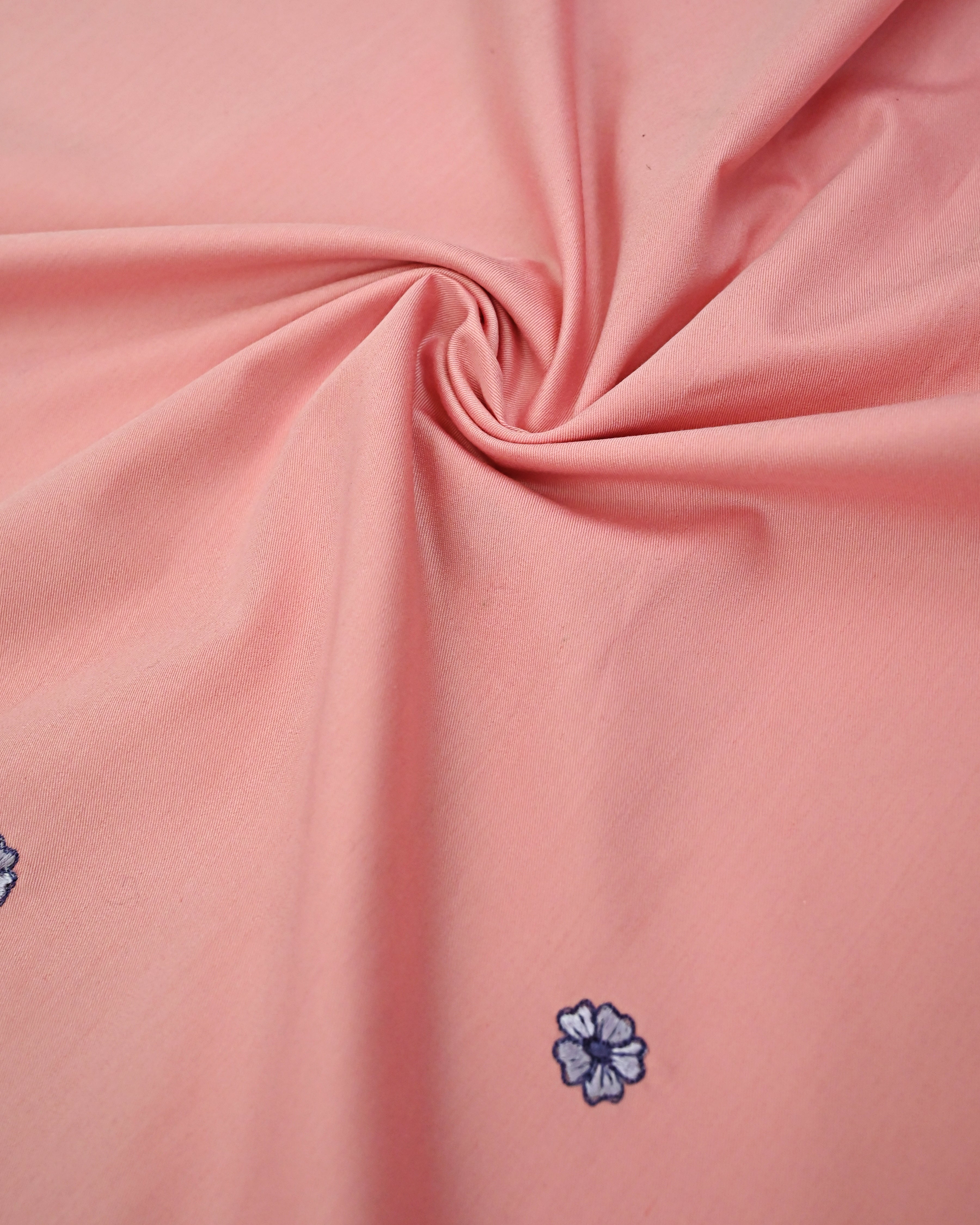 Rose Pink Rida With Smart Panel Smart Lace & Floral Work All Over Small Flowers