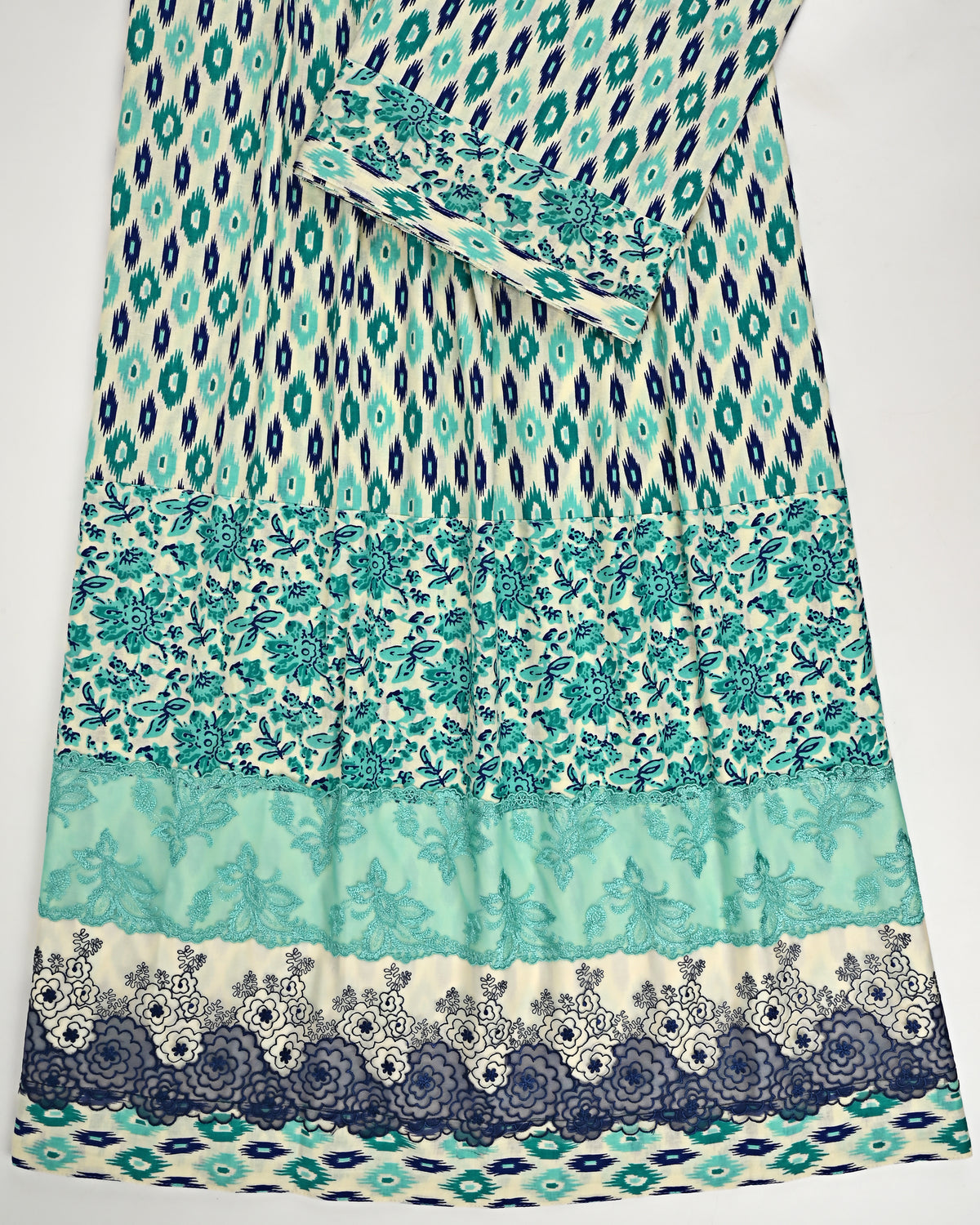 Dark Green Blue Batik Rida With Smart Lace & Batik Panel – AL-Vard ...