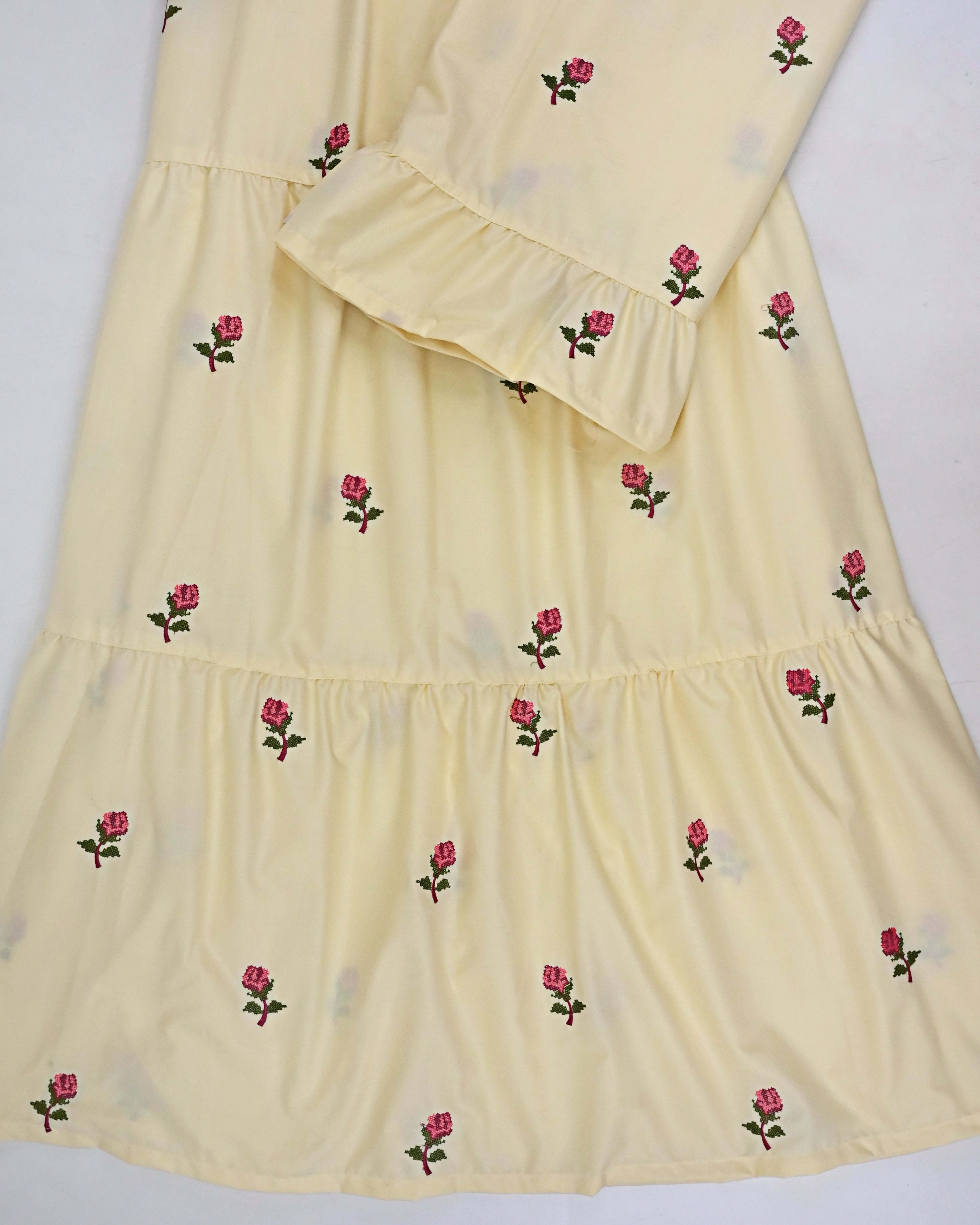 Light Yellow All Over Floral Booties Skirt Pattern Rida
