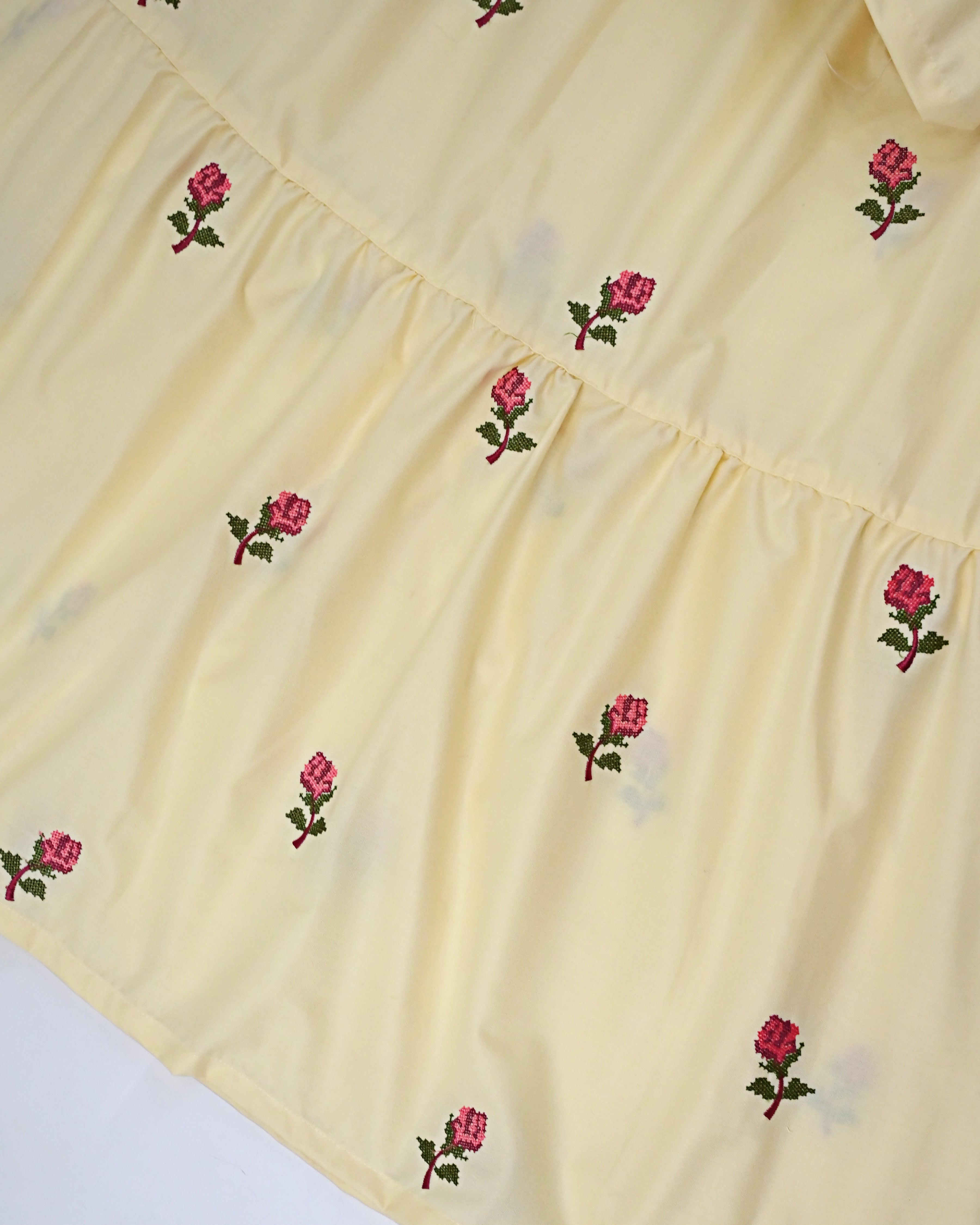 Light Yellow All Over Floral Booties Skirt Pattern Rida