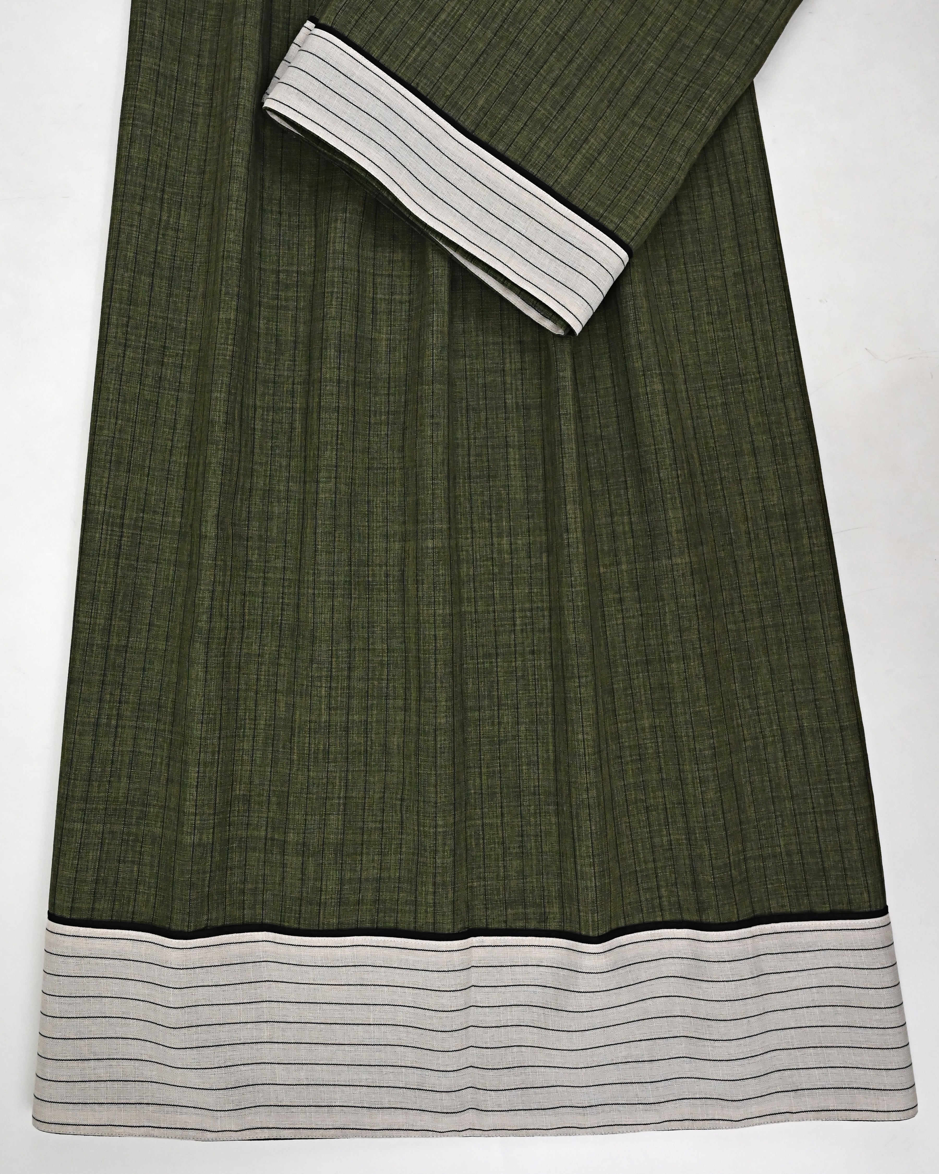 Dark Mehndi Green Stripes Rida With Smart Base Lining Panel-950/-