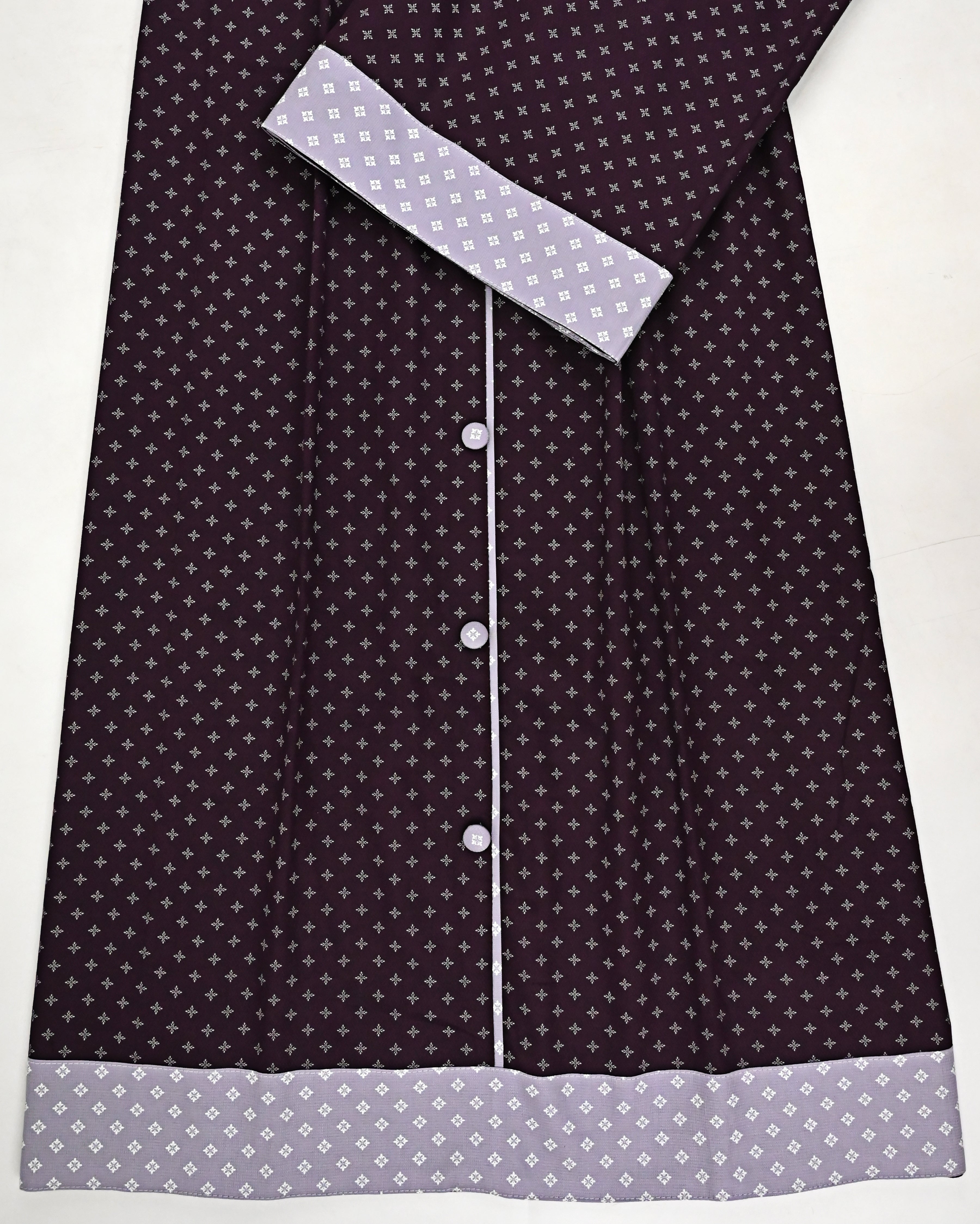 Burgundy Grey Printed Rida With Smart Button Pattern & Light Mauve Printed Panel -1500/-
