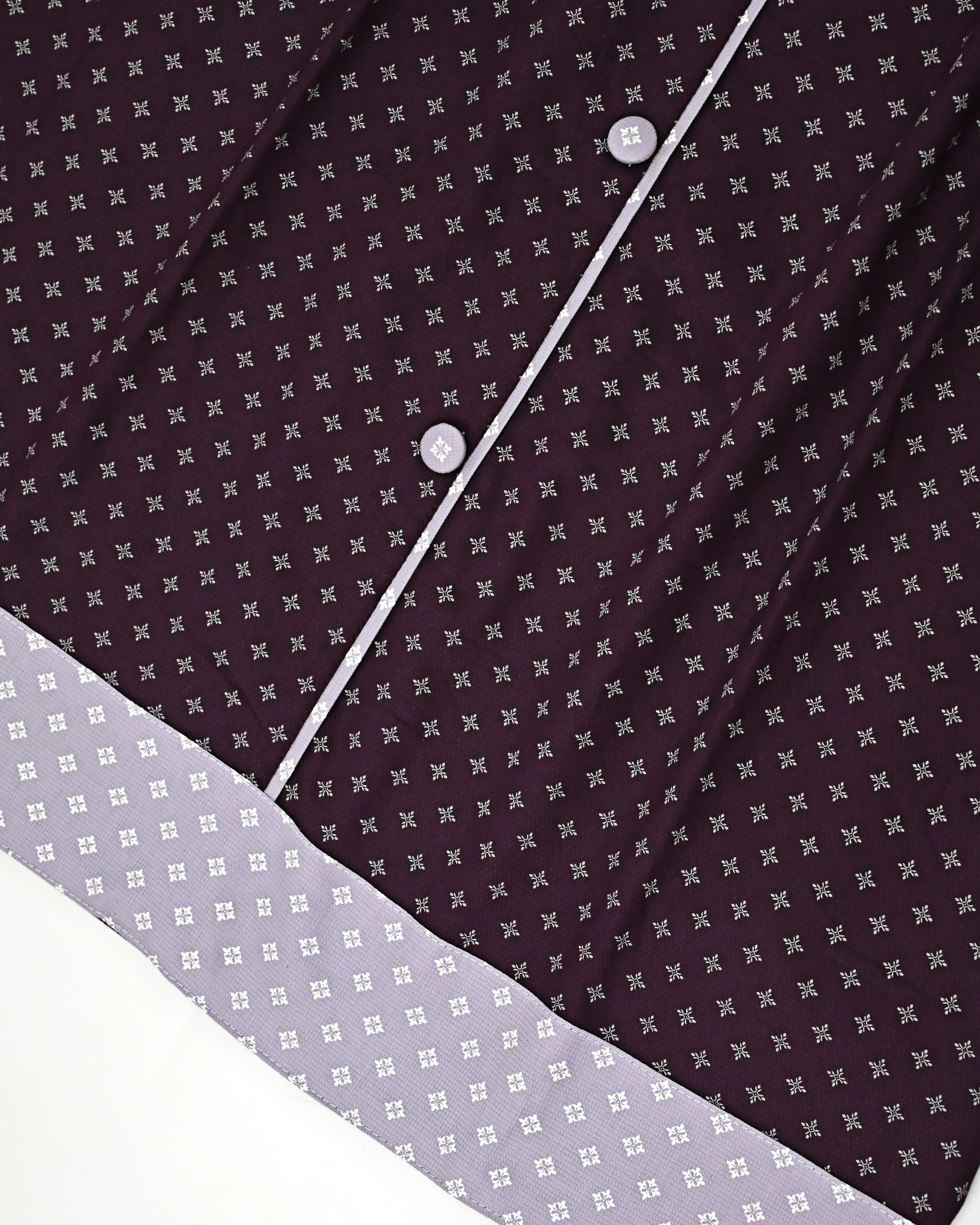 Burgundy Grey Printed Rida With Smart Button Pattern & Light Mauve Printed Panel -1500/-