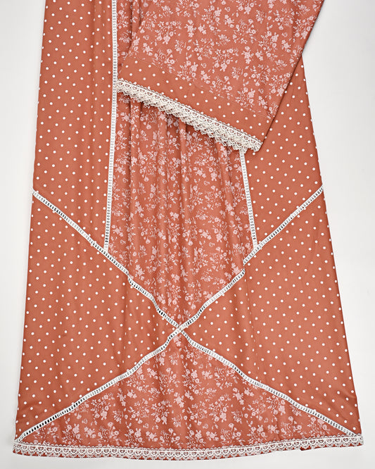 Rusty Orange Rida With Smart & Fancy Pattern