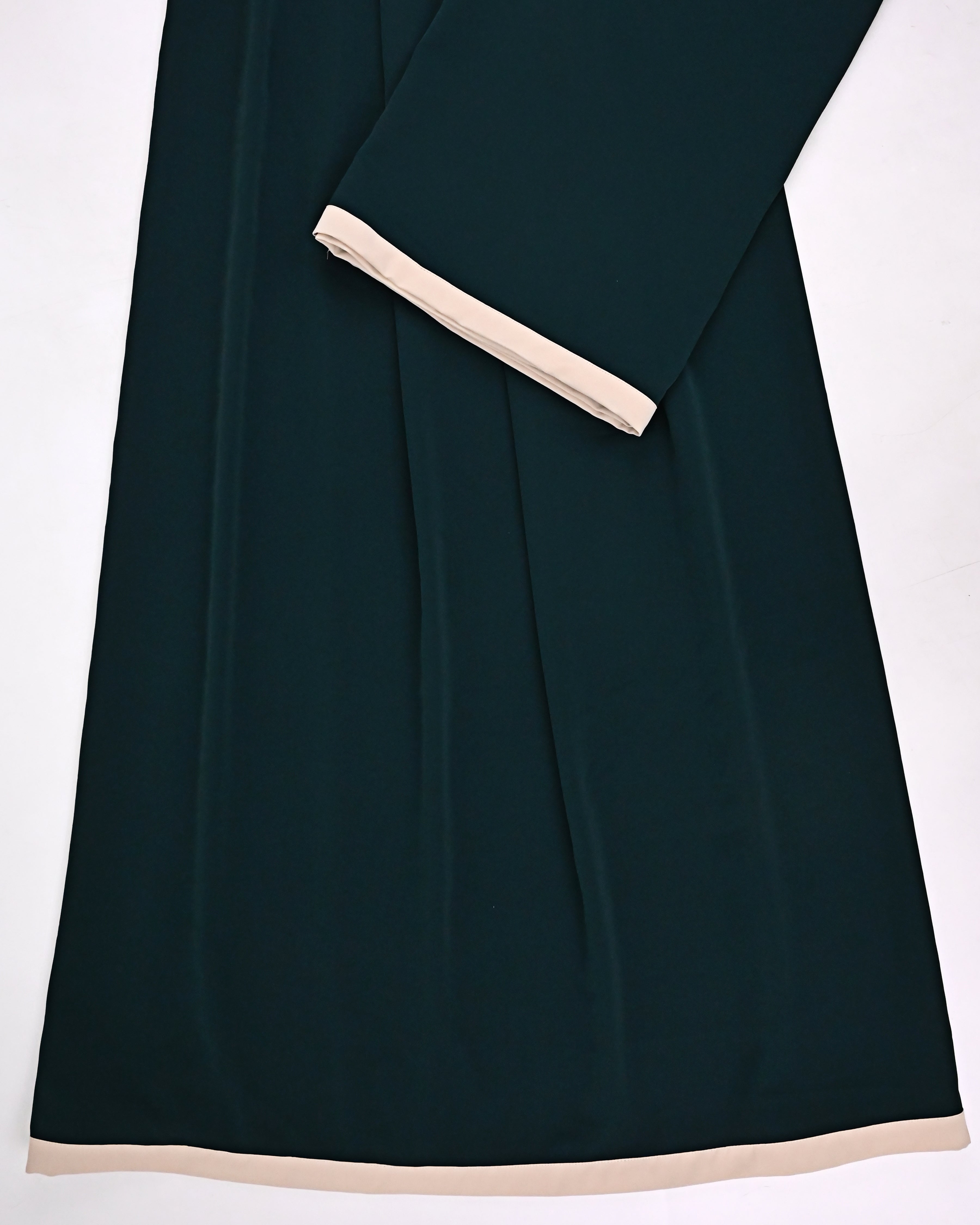 Deep Forest Green Abaya Ohbat Rida With Small Beige Patti