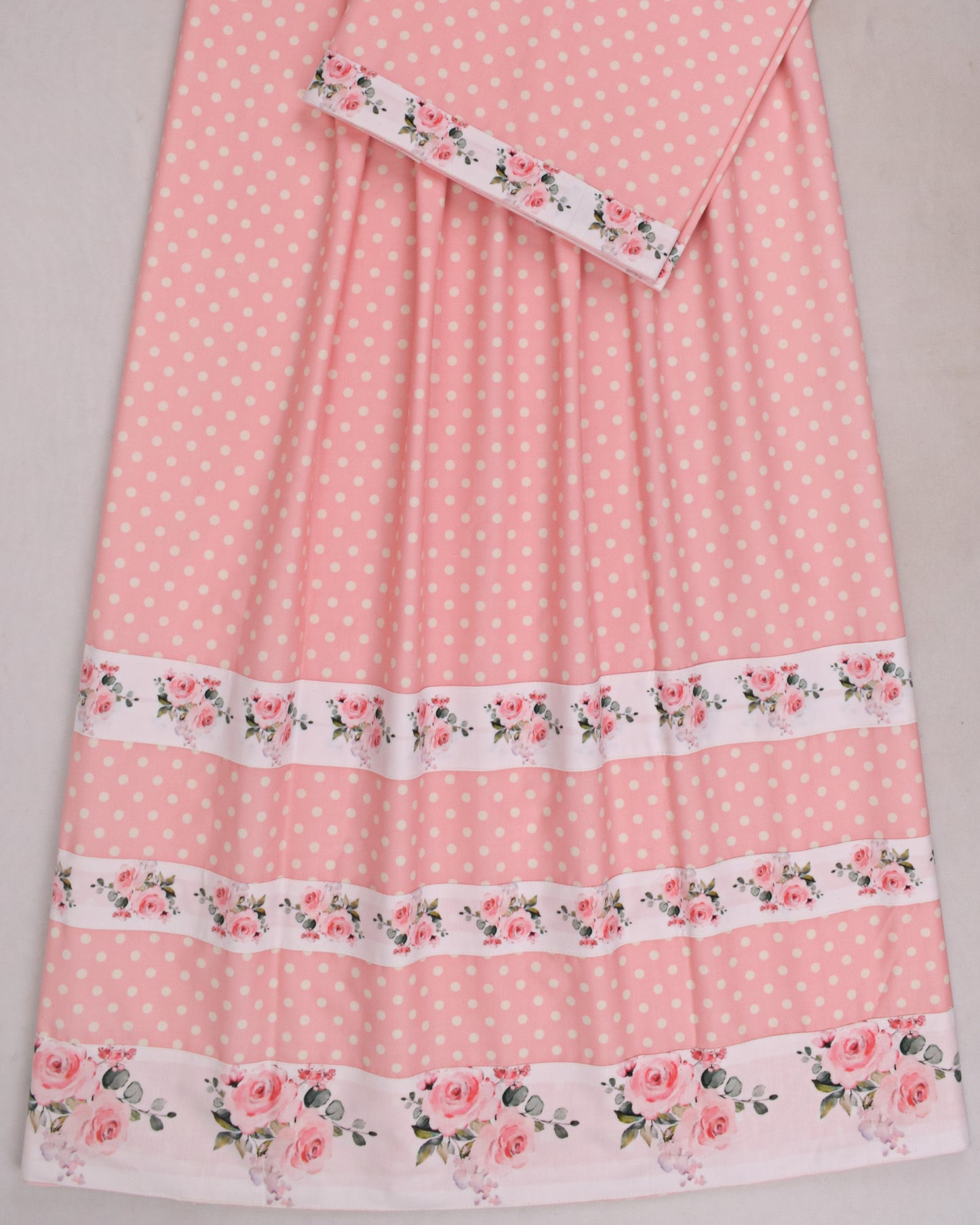 Peach Dots Rida With Smart Floral Panel & Pattern