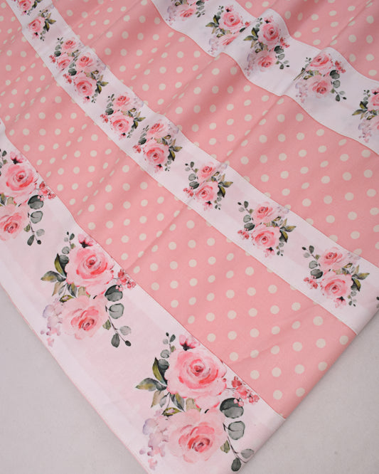 Peach Dots Rida With Smart Floral Panel & Pattern